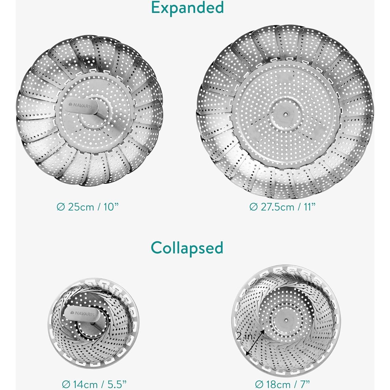 Cesta de Vapor de Verduras Navaris 2 Niveles Acero Inoxidable