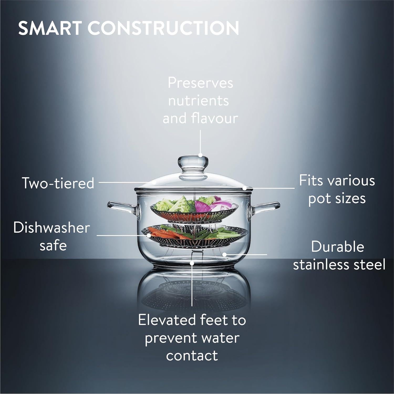 Cesta de Vapor de Verduras Navaris 2 Niveles Acero Inoxidable