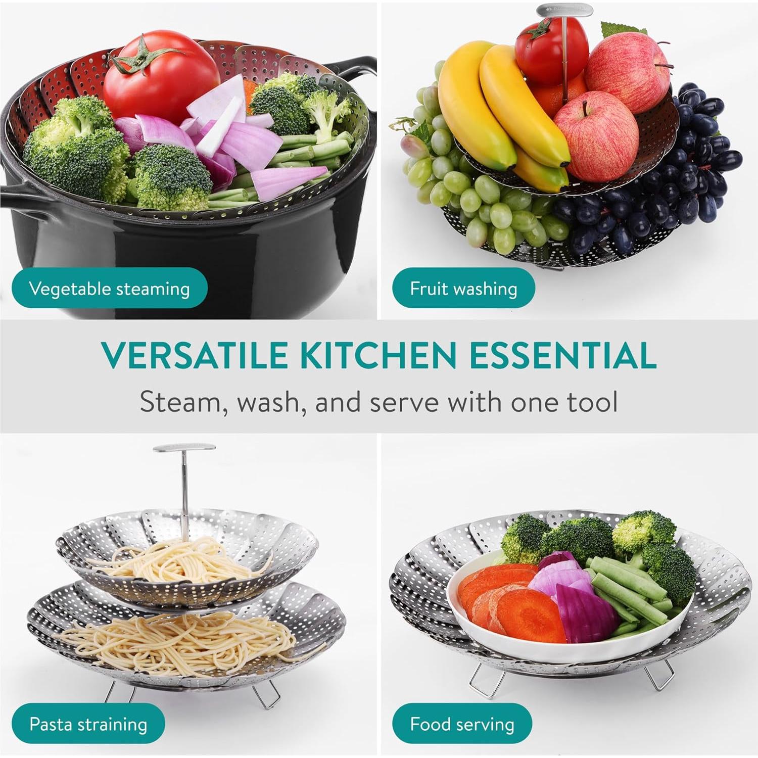 Cesta de Vapor de Verduras Navaris 2 Niveles Acero Inoxidable