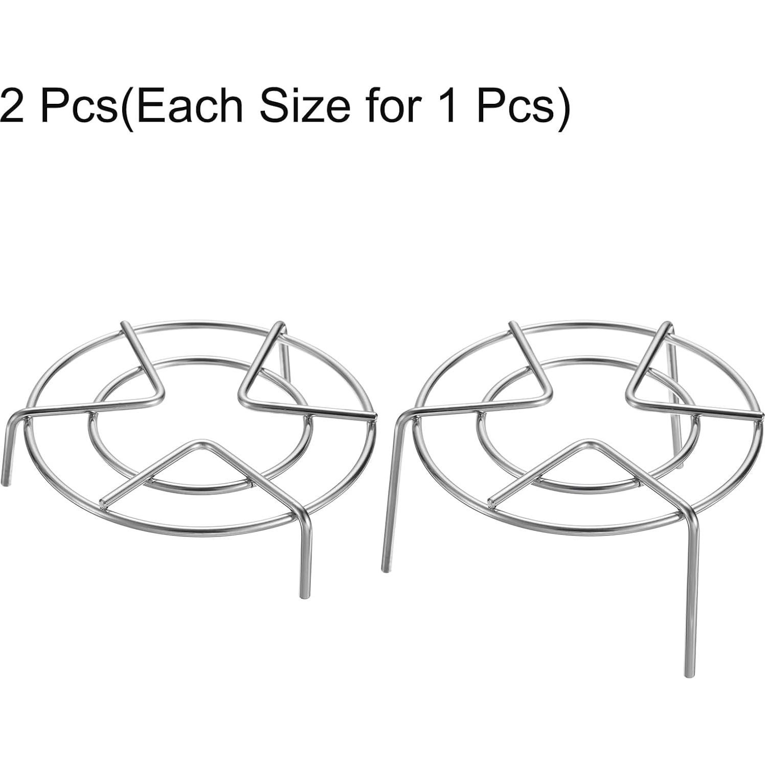 uxcell 2pcs Steam Rack 5.1" Dia Stainless Steel Trivets Steaming Steamer Rack Basket for Pots, Electric Pressure Cooker, Pan, Silver (1.2"/2.8" Tall)