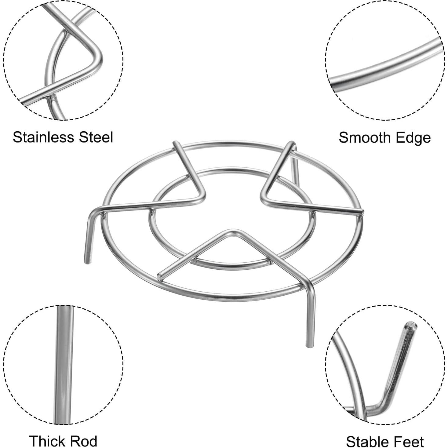 uxcell 2pcs Steam Rack 5.1" Dia Stainless Steel Trivets Steaming Steamer Rack Basket for Pots, Electric Pressure Cooker, Pan, Silver (1.2"/2.8" Tall)