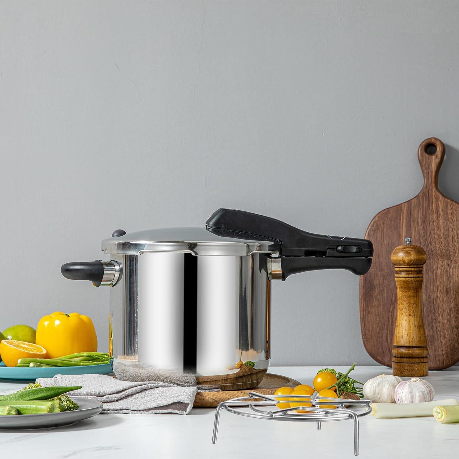 uxcell 2pcs Steam Rack 5.1" Dia Stainless Steel Trivets Steaming Steamer Rack Basket for Pots, Electric Pressure Cooker, Pan, Silver (1.2"/2.8" Tall)