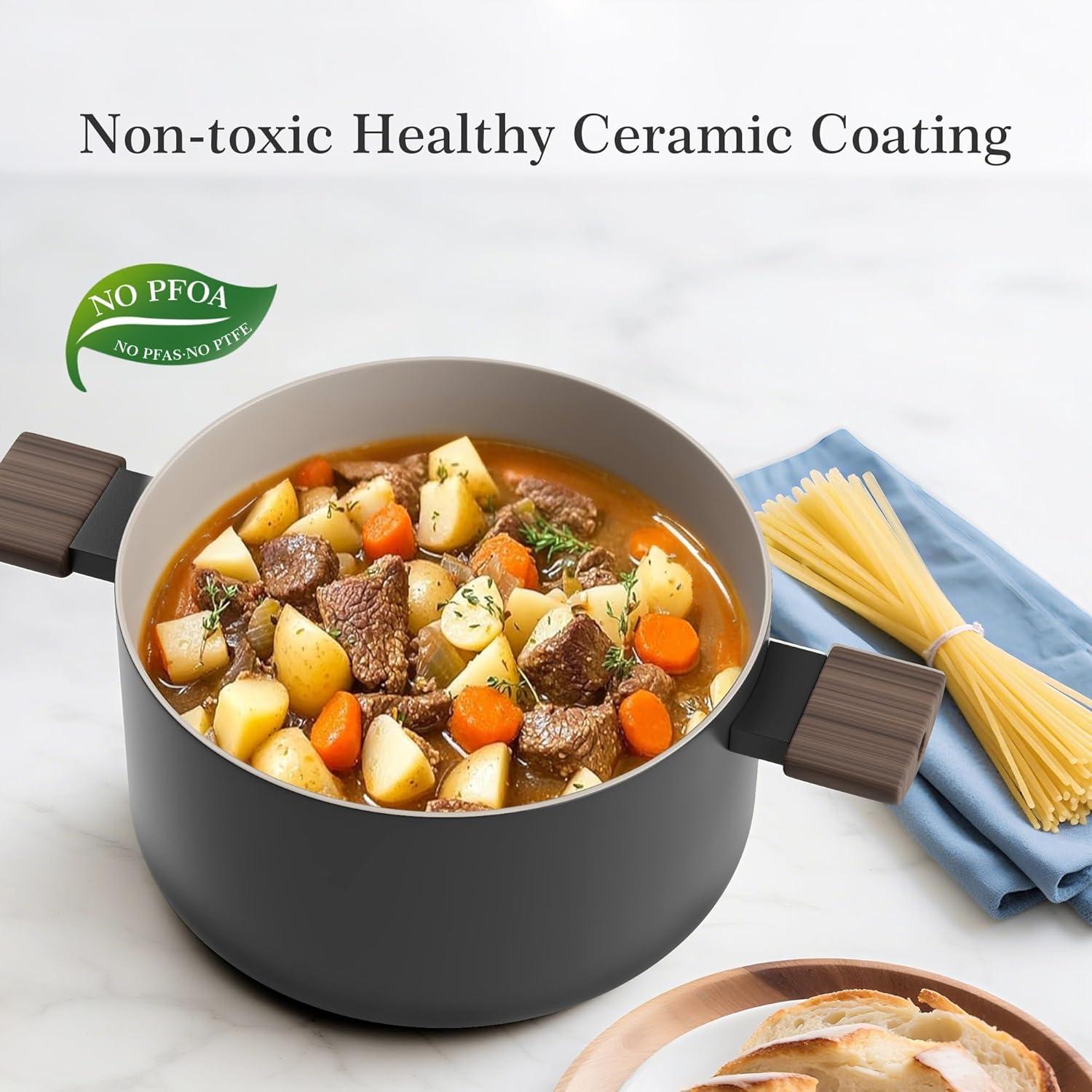 Olla de Cerámica Antiadherente VONIKI 5L con Colador