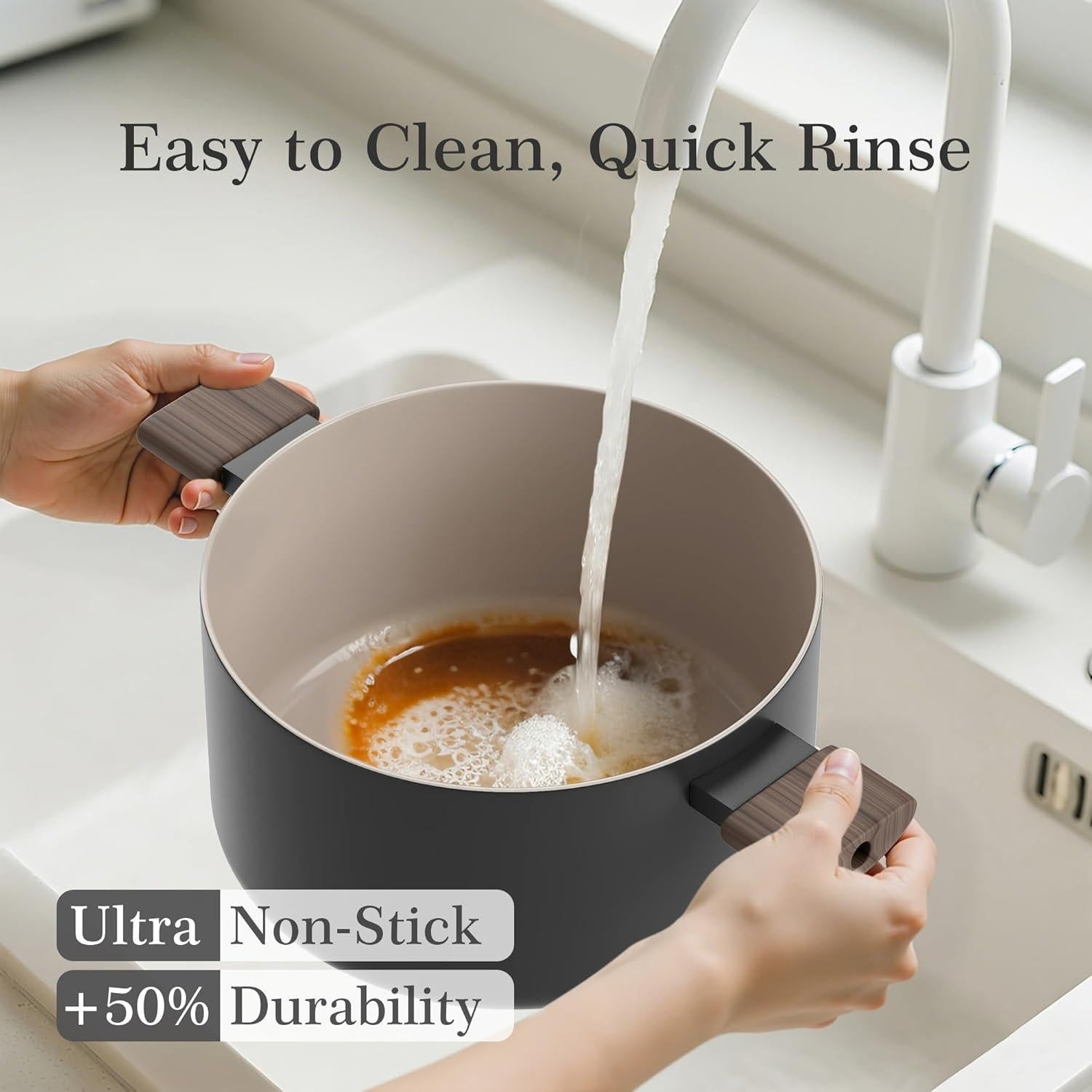 Olla de Cerámica Antiadherente VONIKI 5L con Colador