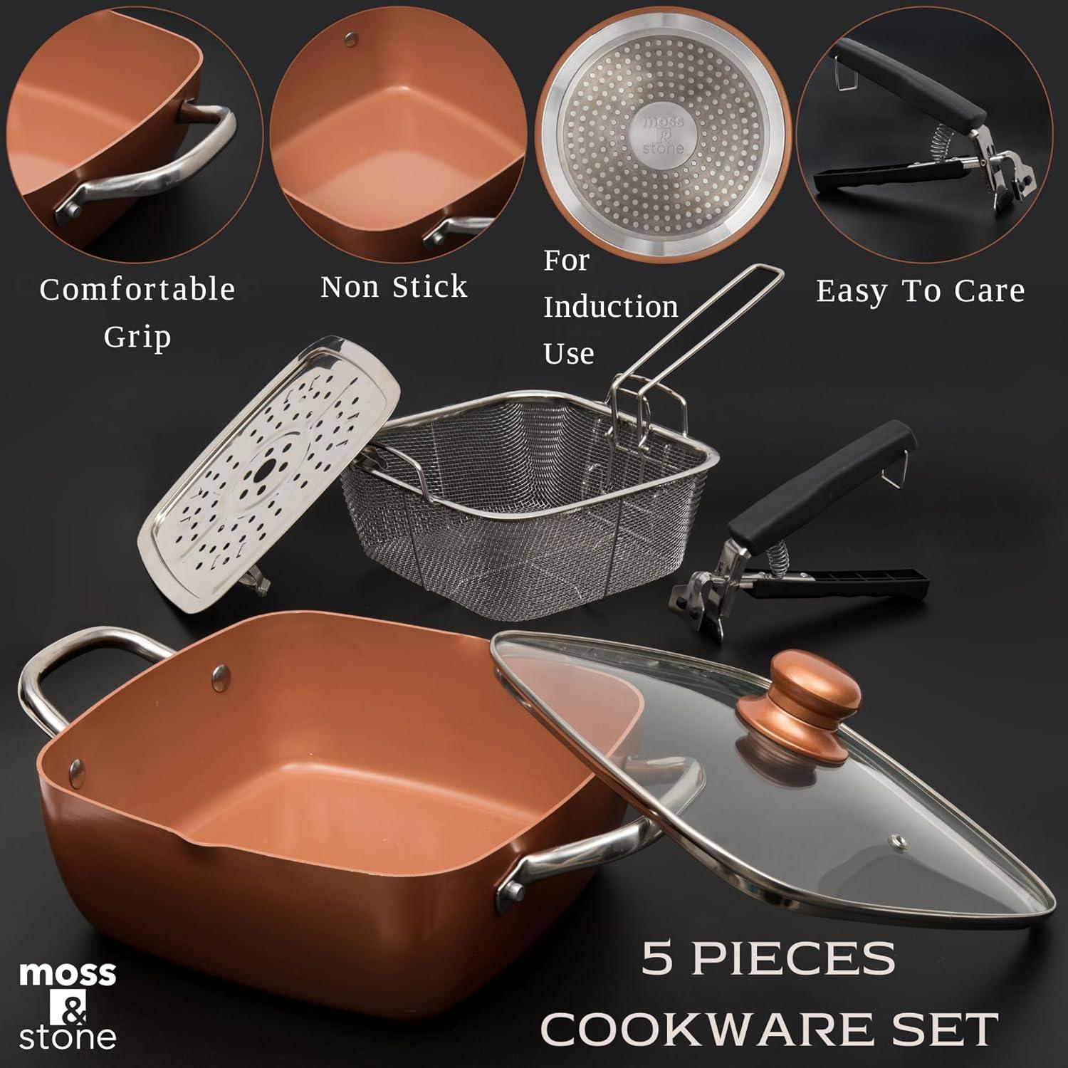 Juego de Utensilios de Cocina Moss & Stone 5 Piezas Cobre