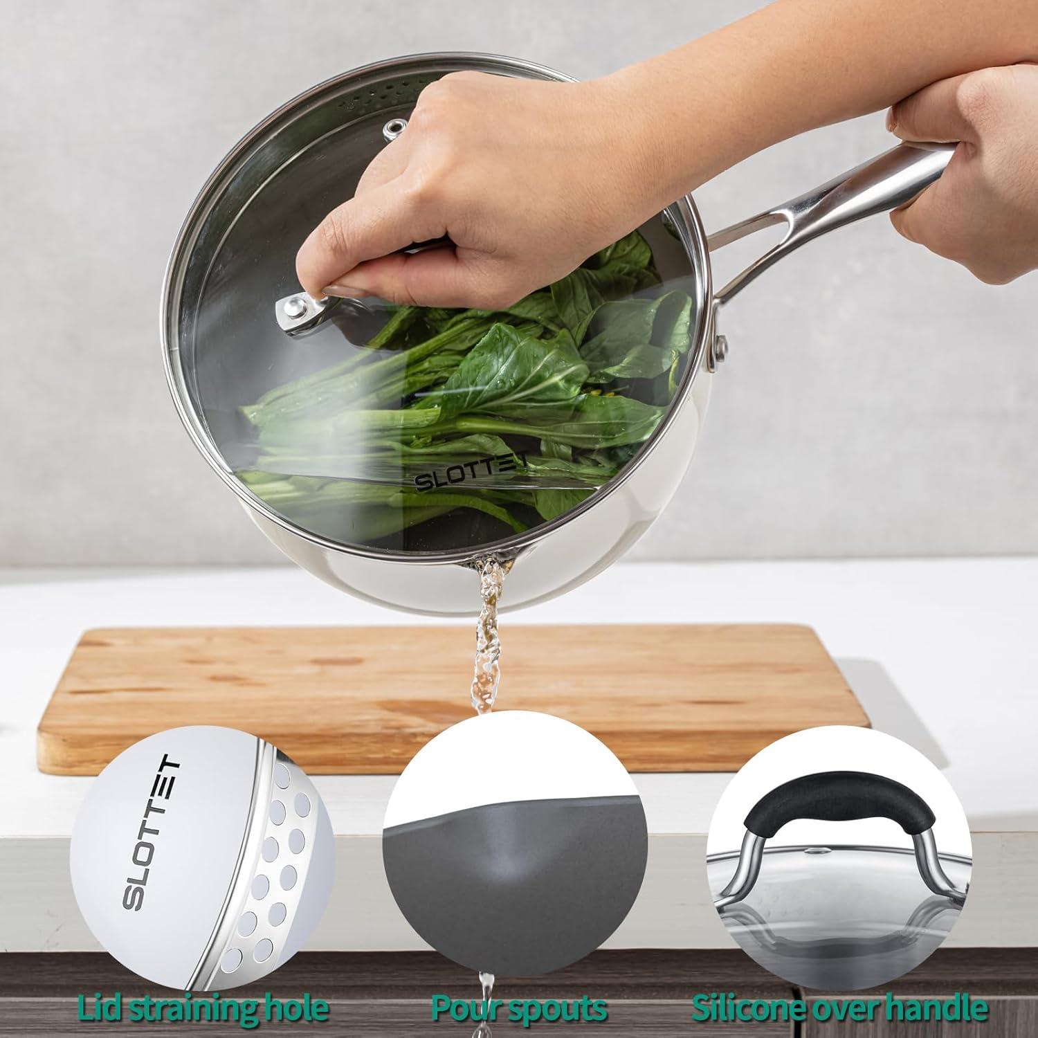 Cacerola SLOTTET 2.5L Acero Inoxidable con Cesta Vapor