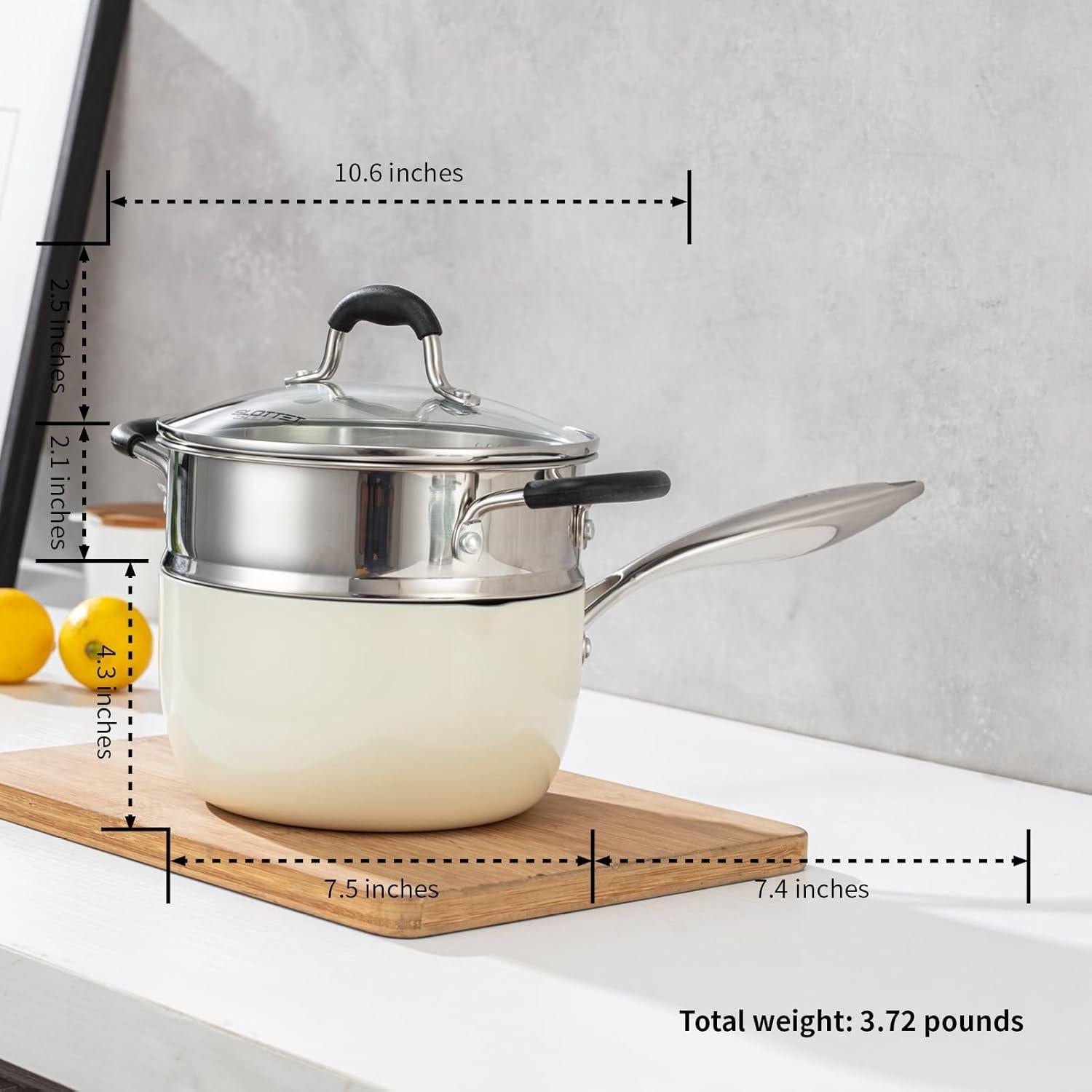 Cacerola SLOTTET 2.5L Acero Inoxidable con Cesta Vapor