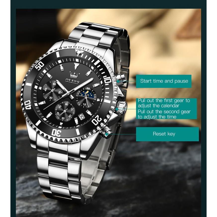 Reloj OLEVS para Hombres Acero Inoxidable 42.5mm Impermeable