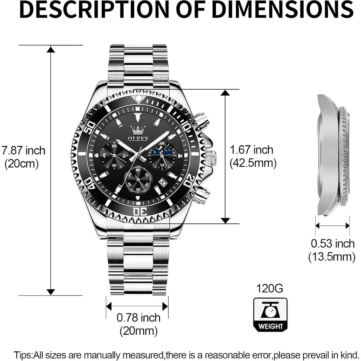 Reloj OLEVS para Hombres Acero Inoxidable 42.5mm Impermeable