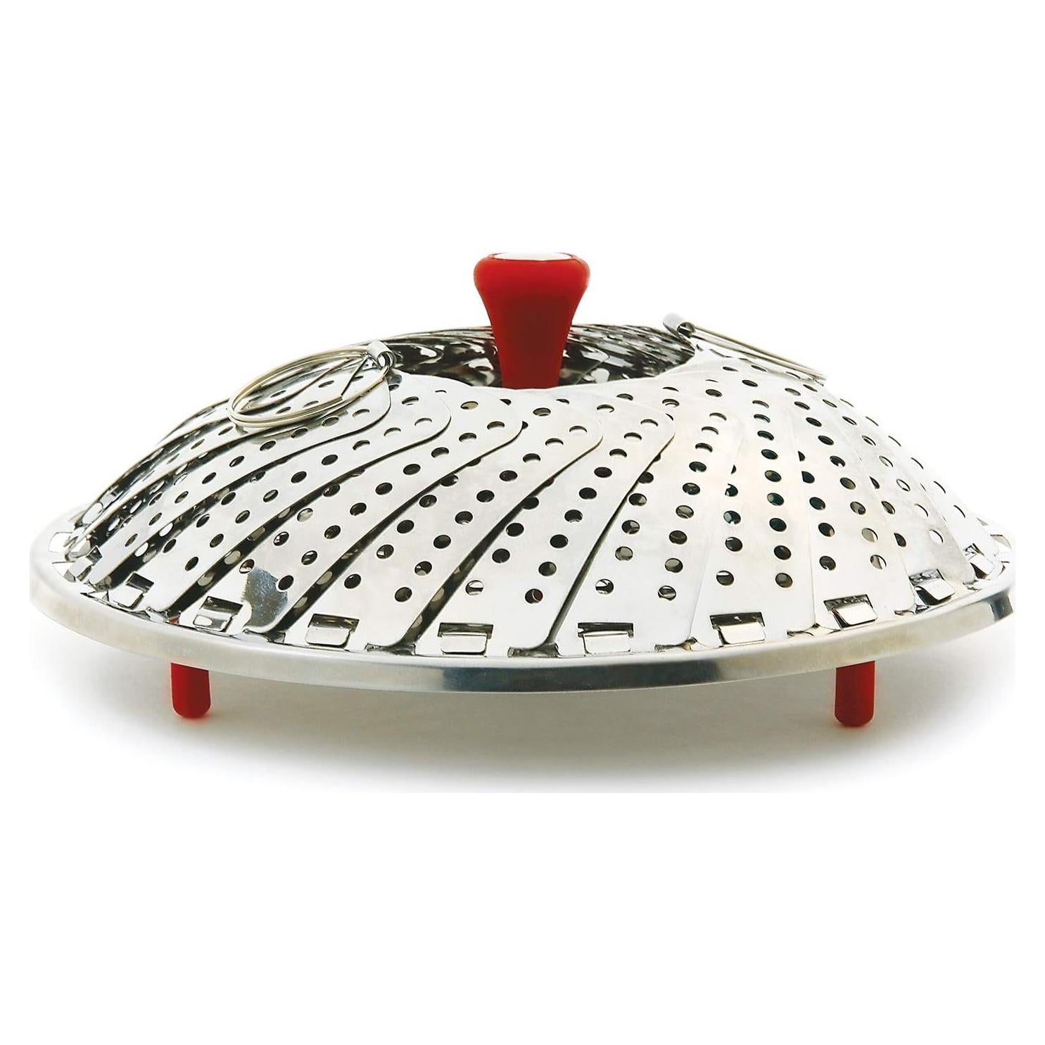 Norpro Large Vegetable Steamer with Detachable Silicone Post, Red, One Size, As Shown
