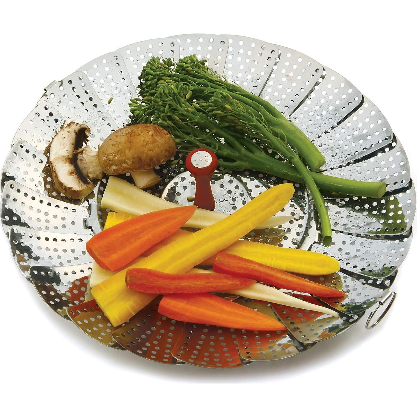 Norpro Large Vegetable Steamer with Detachable Silicone Post, Red, One Size, As Shown