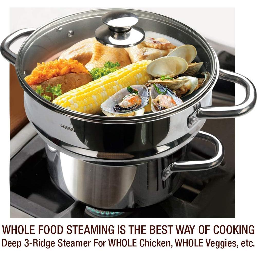 HOMICHEF Juego de Vapor 3 Piezas Acero Inoxidable 5QT