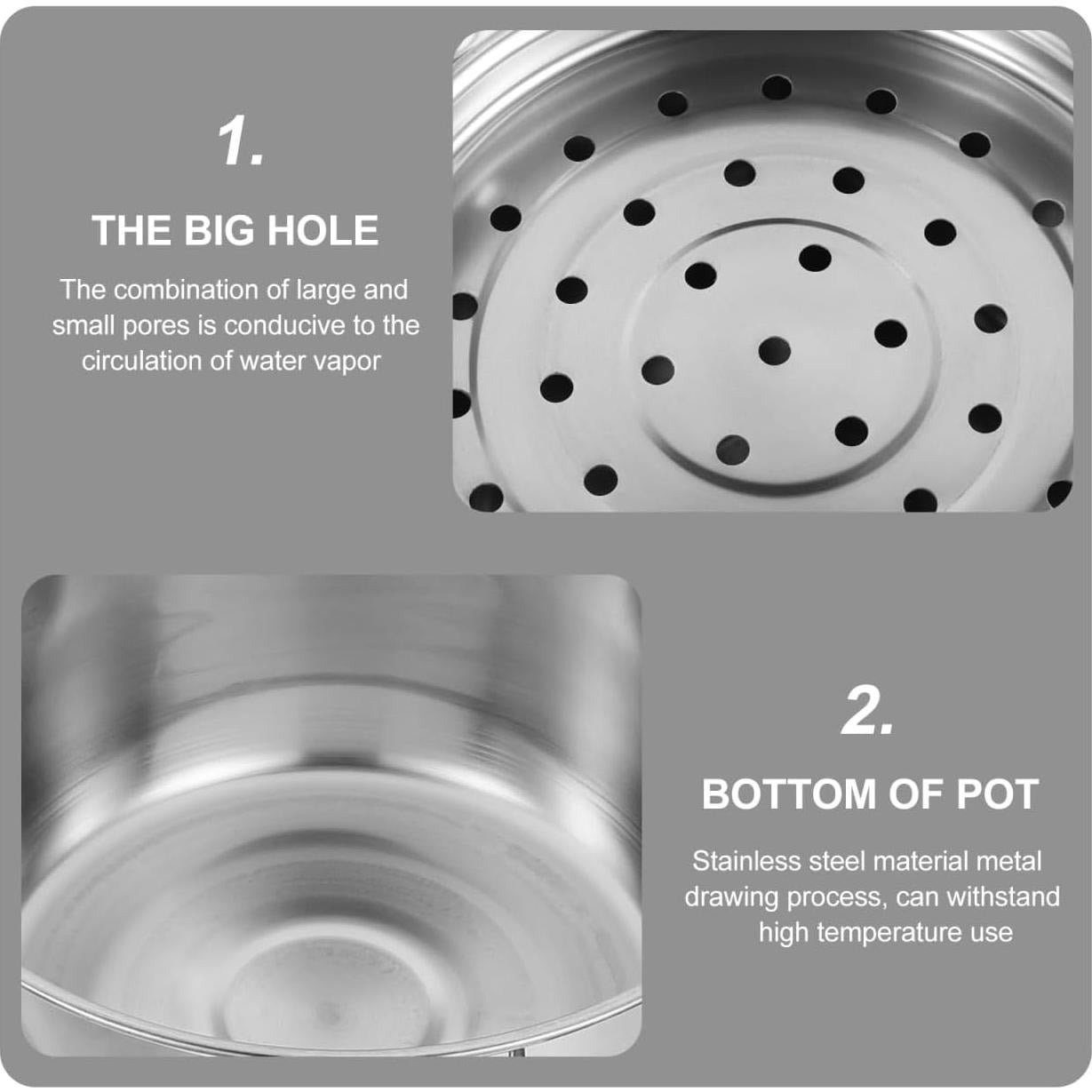 Olla de Vapor YARNOW Acero Inoxidable 2 Niveles 18 cm