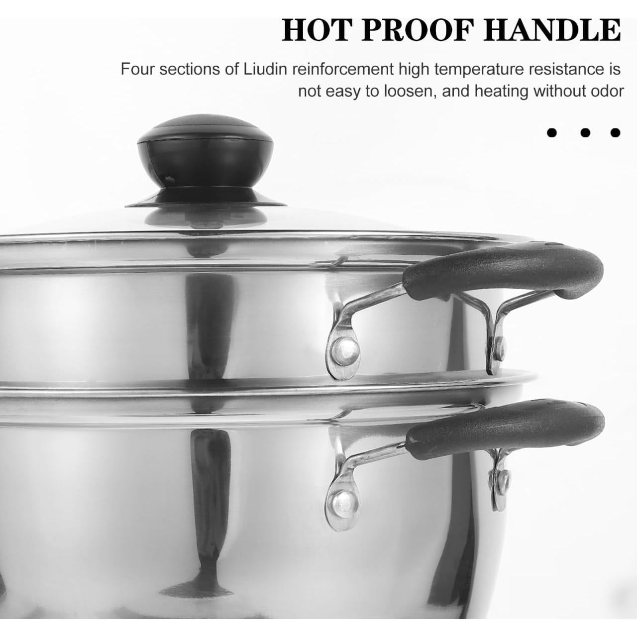 Olla de Vapor YARNOW Acero Inoxidable 2 Niveles 18 cm