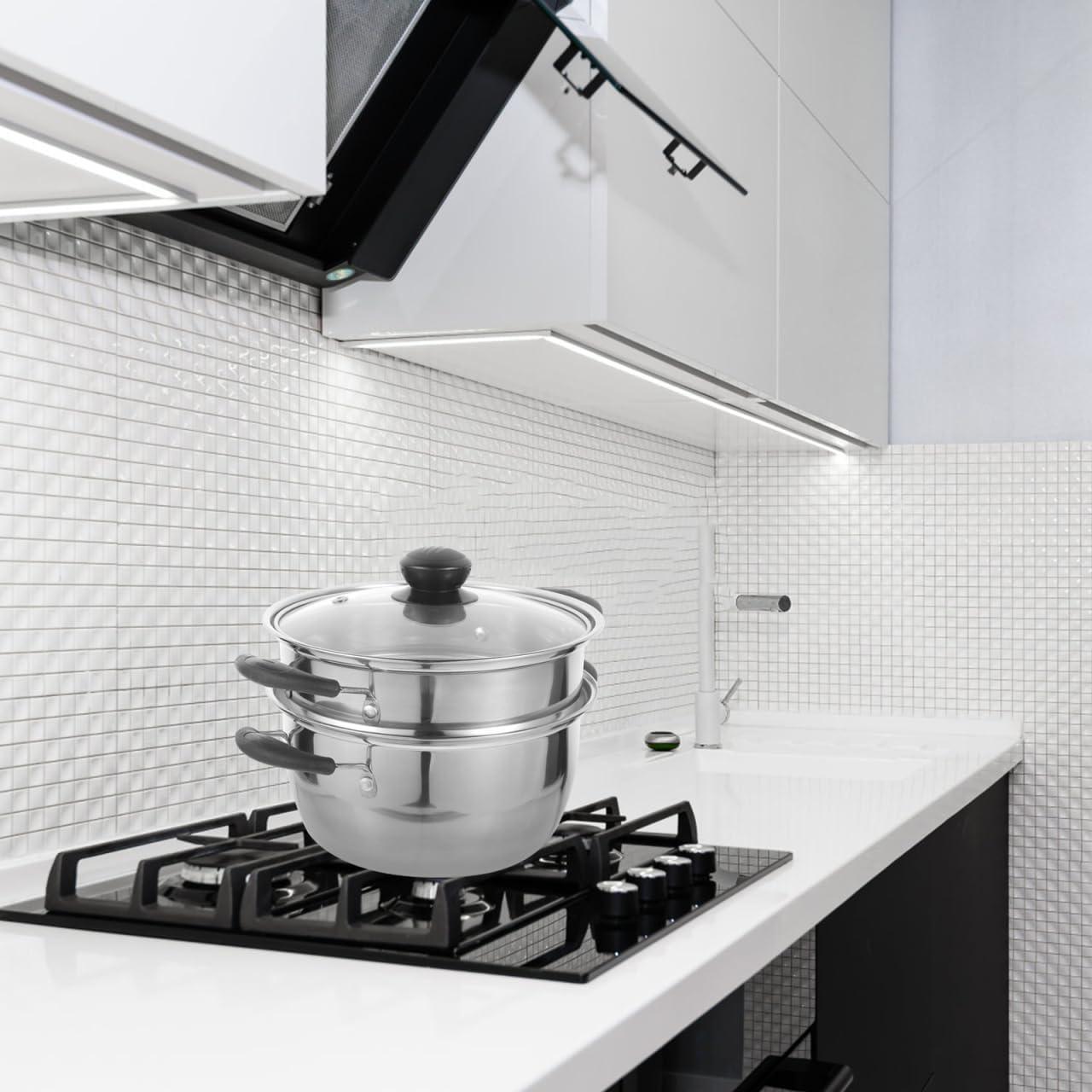 Olla de Vapor YARNOW Acero Inoxidable 2 Niveles 18 cm