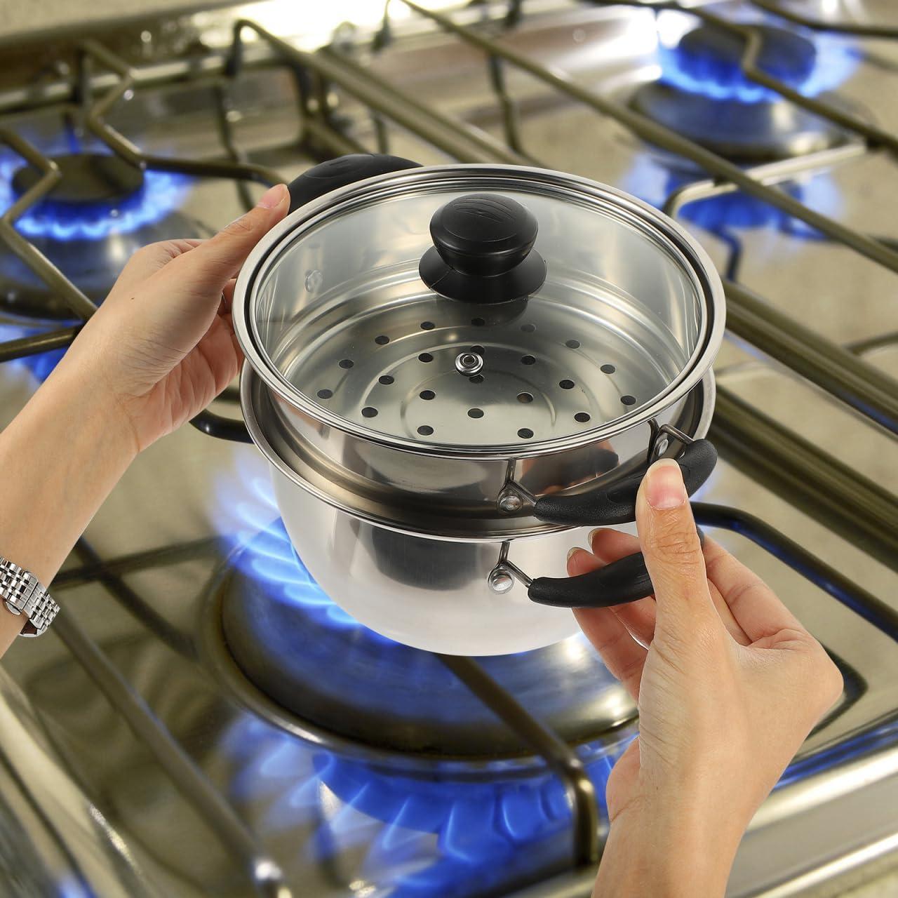 Olla de Vapor YARNOW Acero Inoxidable 2 Niveles 18 cm