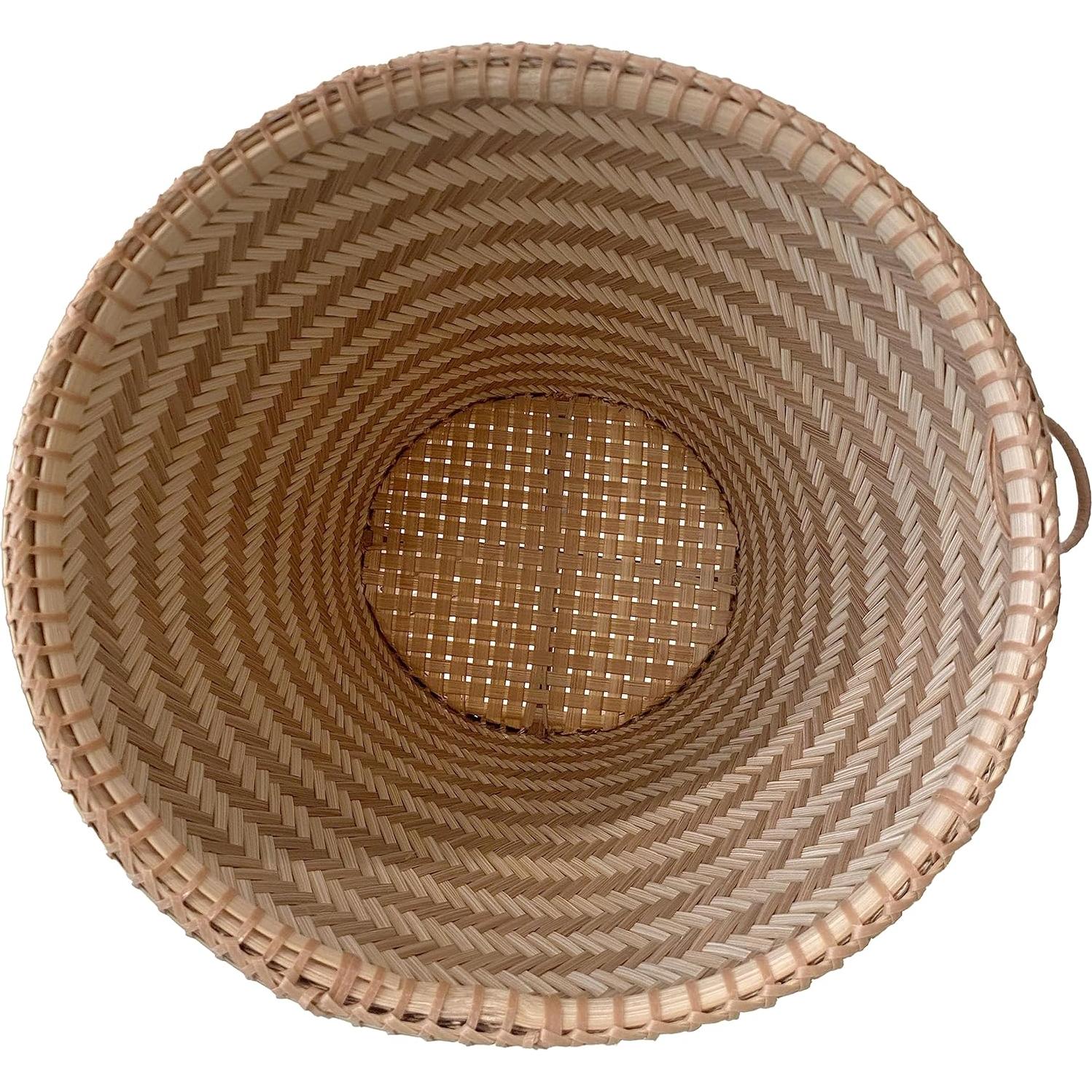 Handmade 100% Natural Traditional Thai Bamboo Wicker Sticky Rice Cooking Basket Lucky Elephant Weave with Large Size with 24x24 Inch Cheesecloth Wrap and Vintage Wooden Paddle