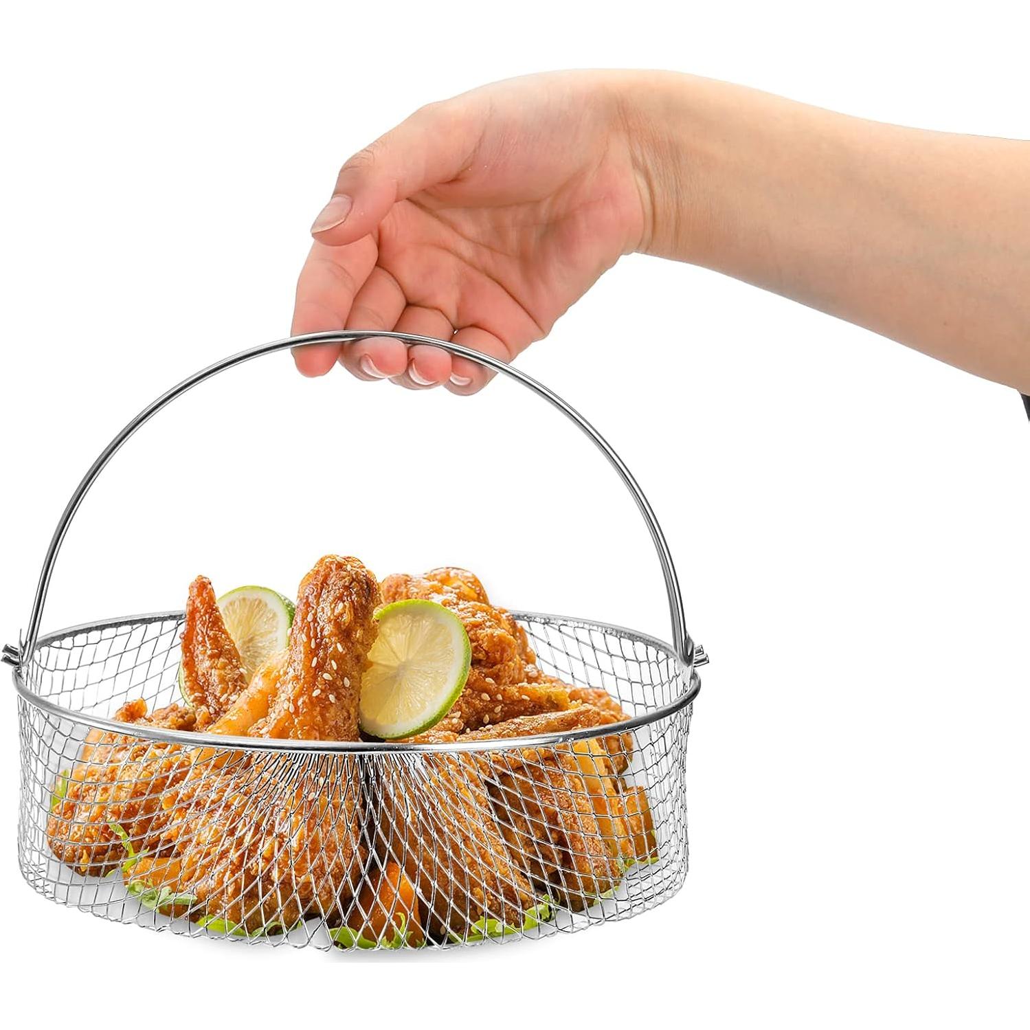 Cesta de Freidora de Aire Elsjoy 2 Pack 21 cm Acero Inoxidable