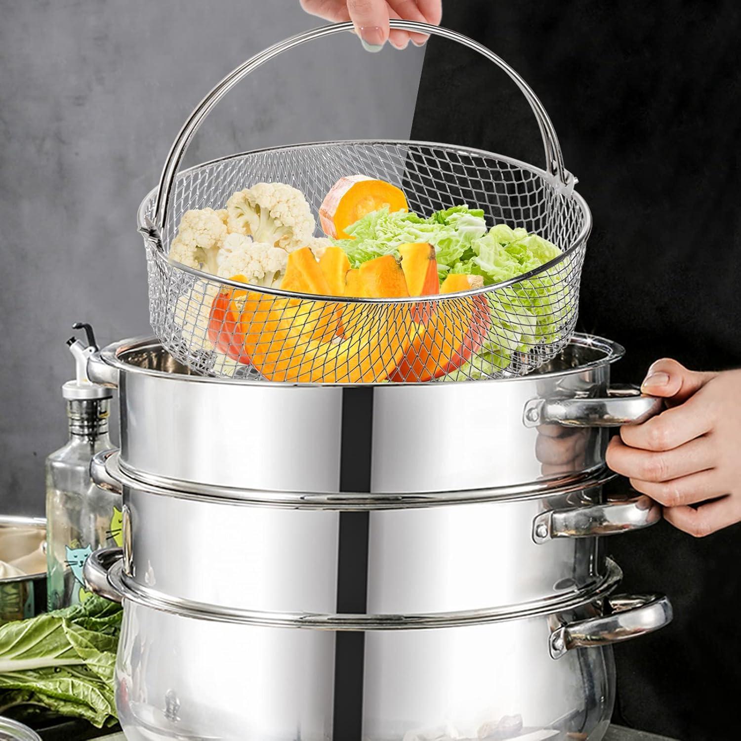 Cesta de Freidora de Aire Elsjoy 2 Pack 21 cm Acero Inoxidable