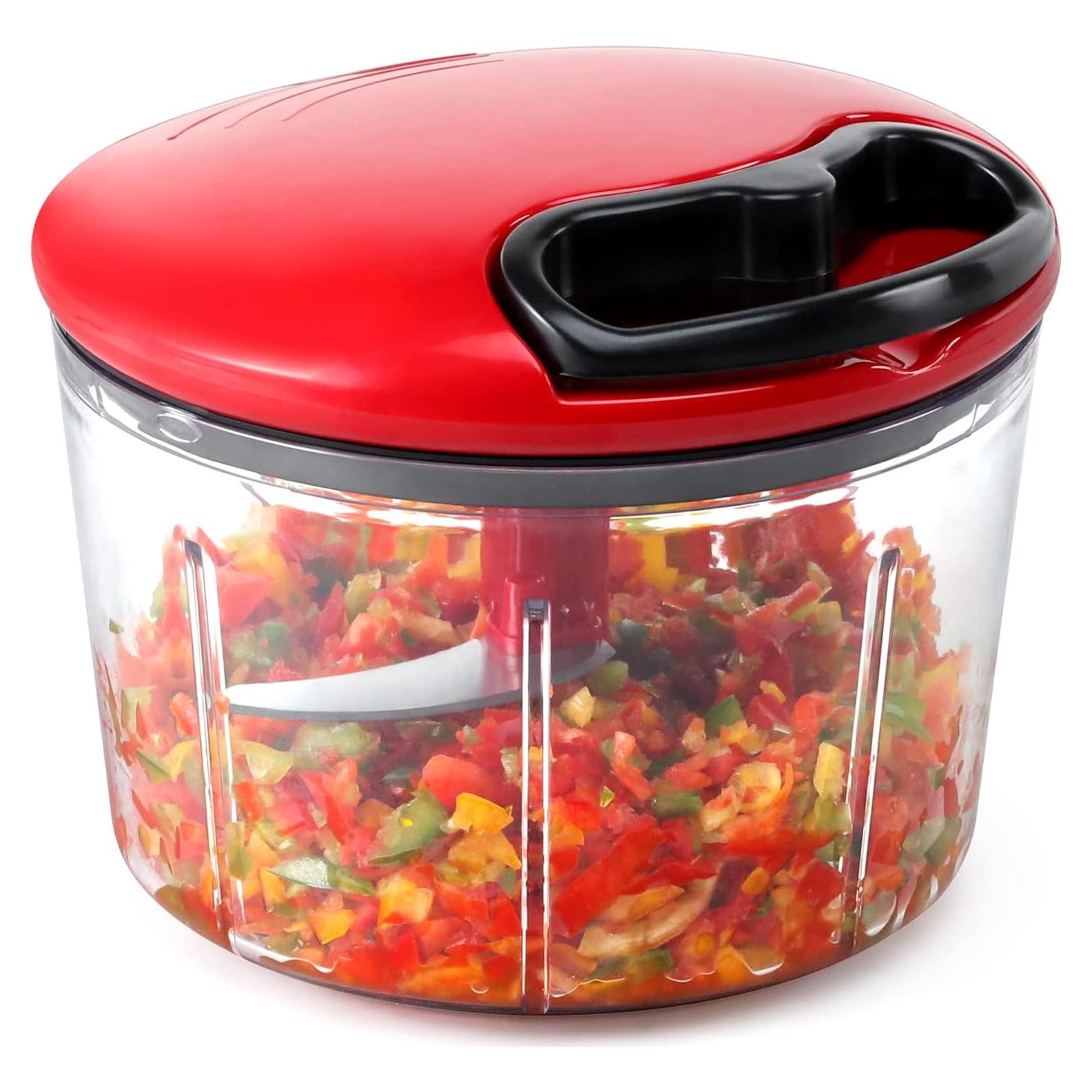 Picador de Alimentos Manual GDL 0.8L Rojo Cuchilla Inoxidable