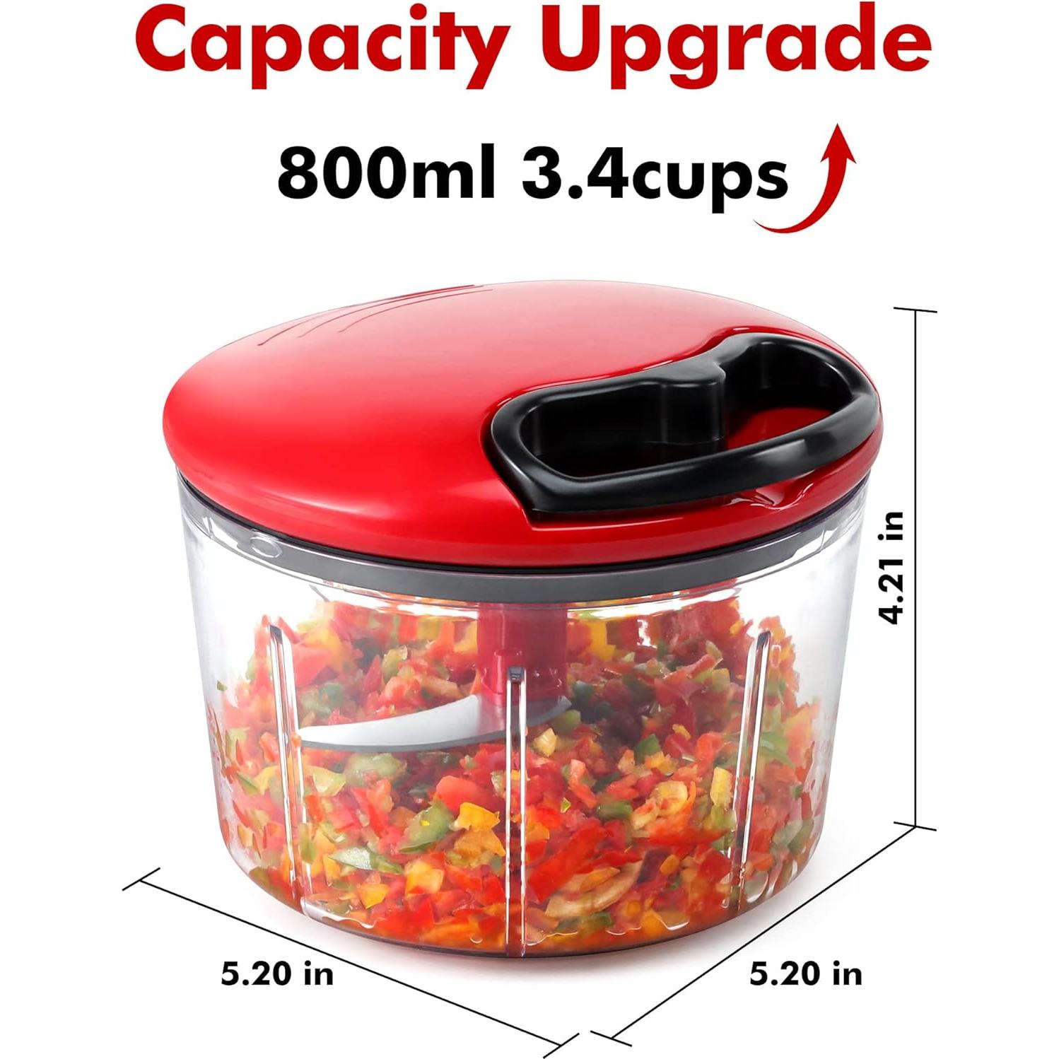 Picador de Alimentos Manual GDL 0.8L Rojo Cuchilla Inoxidable