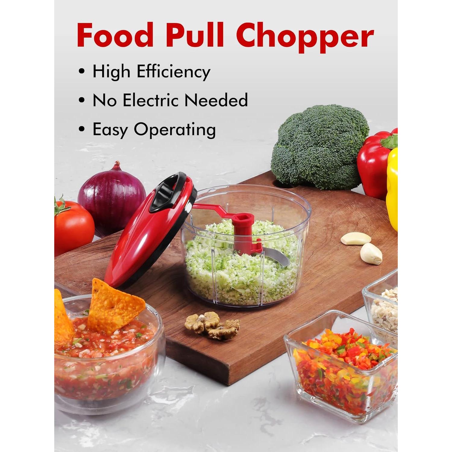 Picador de Alimentos Manual GDL 0.8L Rojo Cuchilla Inoxidable