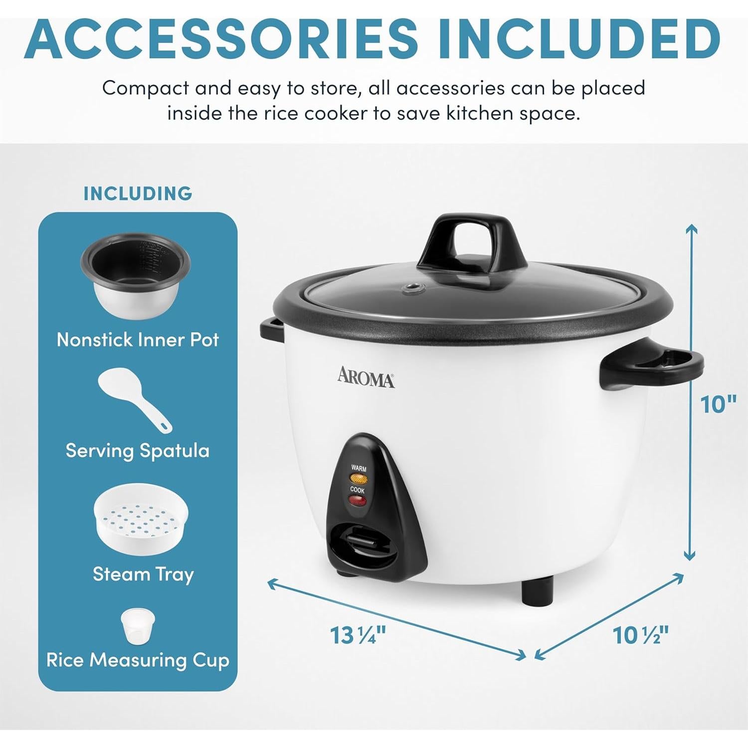 Olla de Arroz Aroma ARC-360-NGP 20 Tazas Blanca con Vaporera