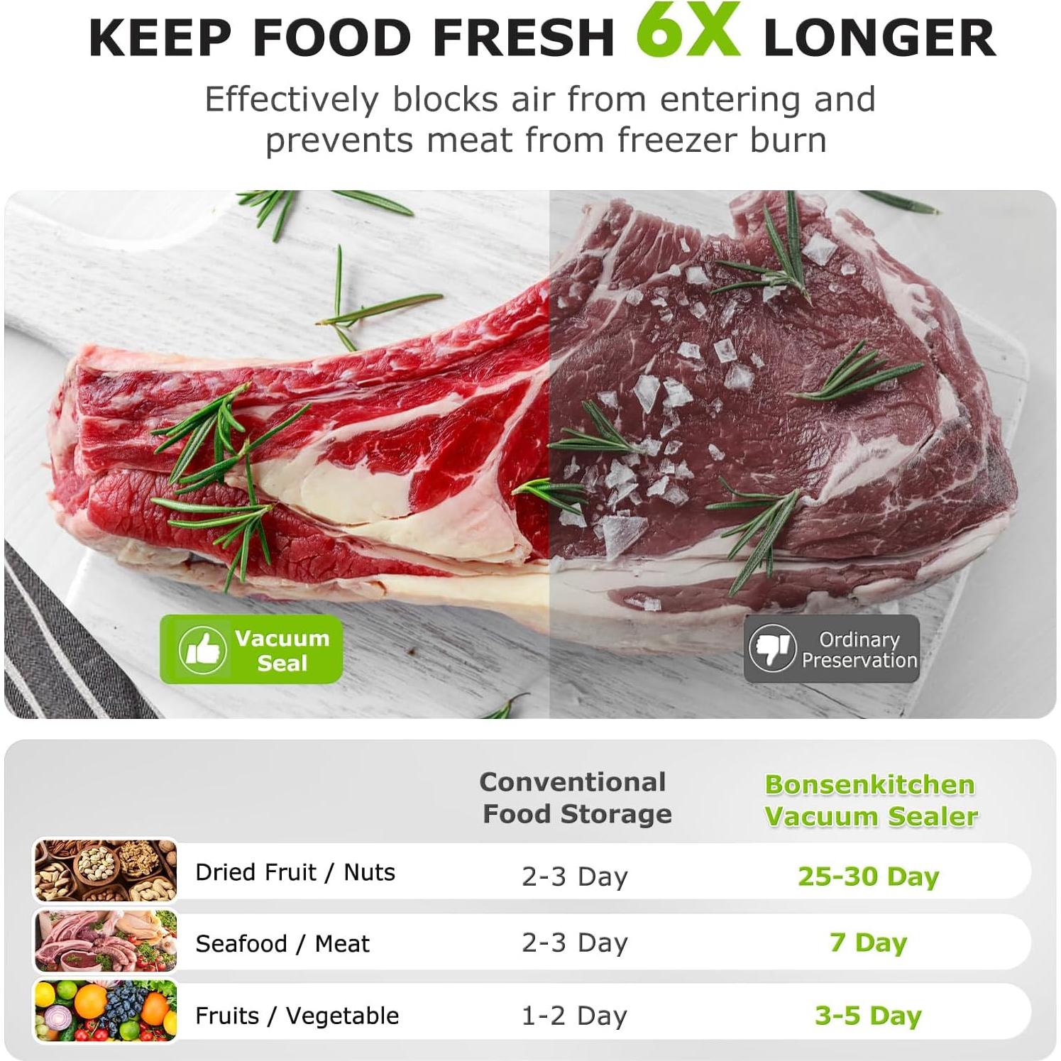 Máquina Selladora al Vacío Bonsenkitchen Plata + 40 Bolsas