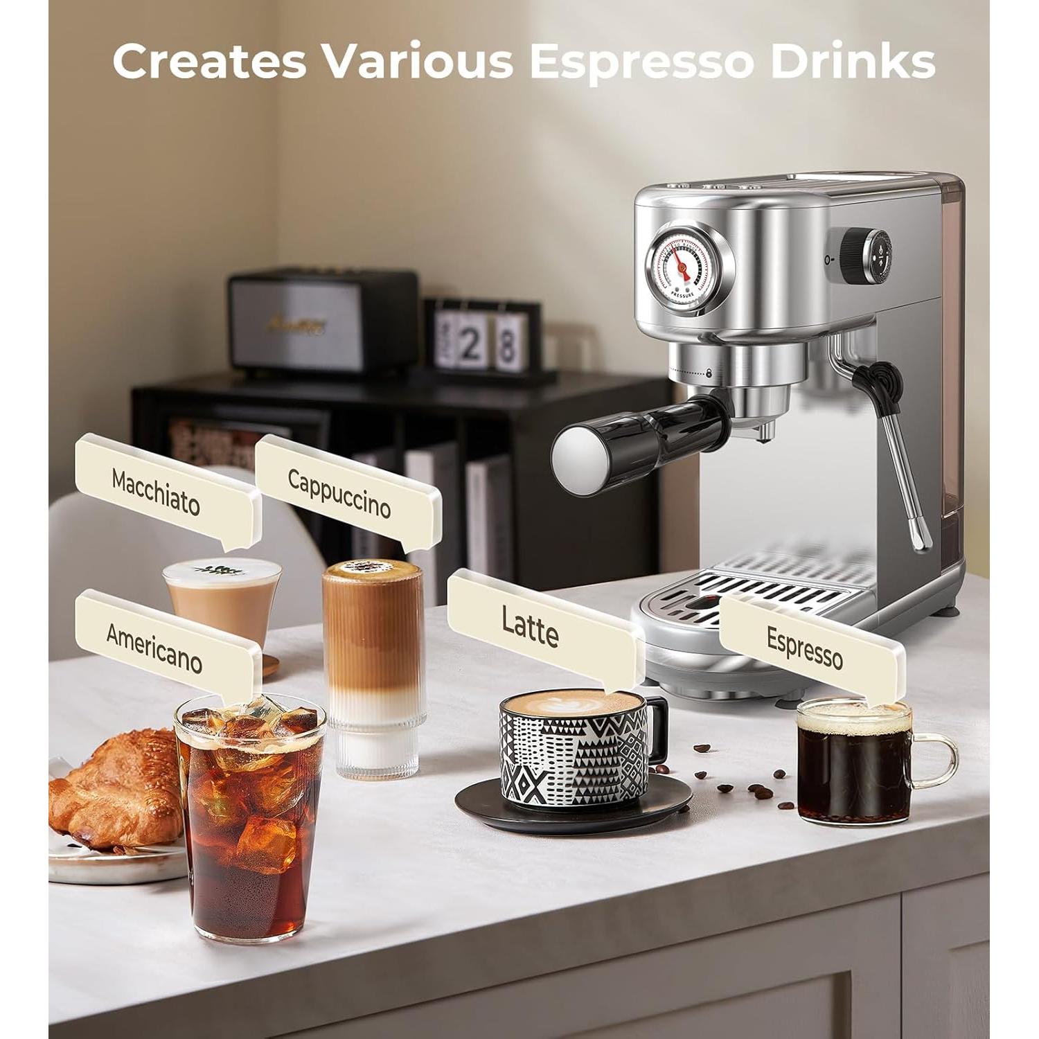 Máquina de Espresso Atatix EM3111 con Espumador de Leche 20 Bar