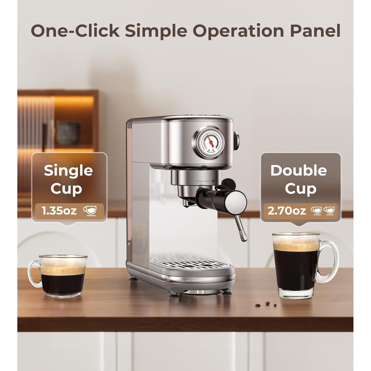 Máquina de Espresso Atatix EM3111 con Espumador de Leche 20 Bar