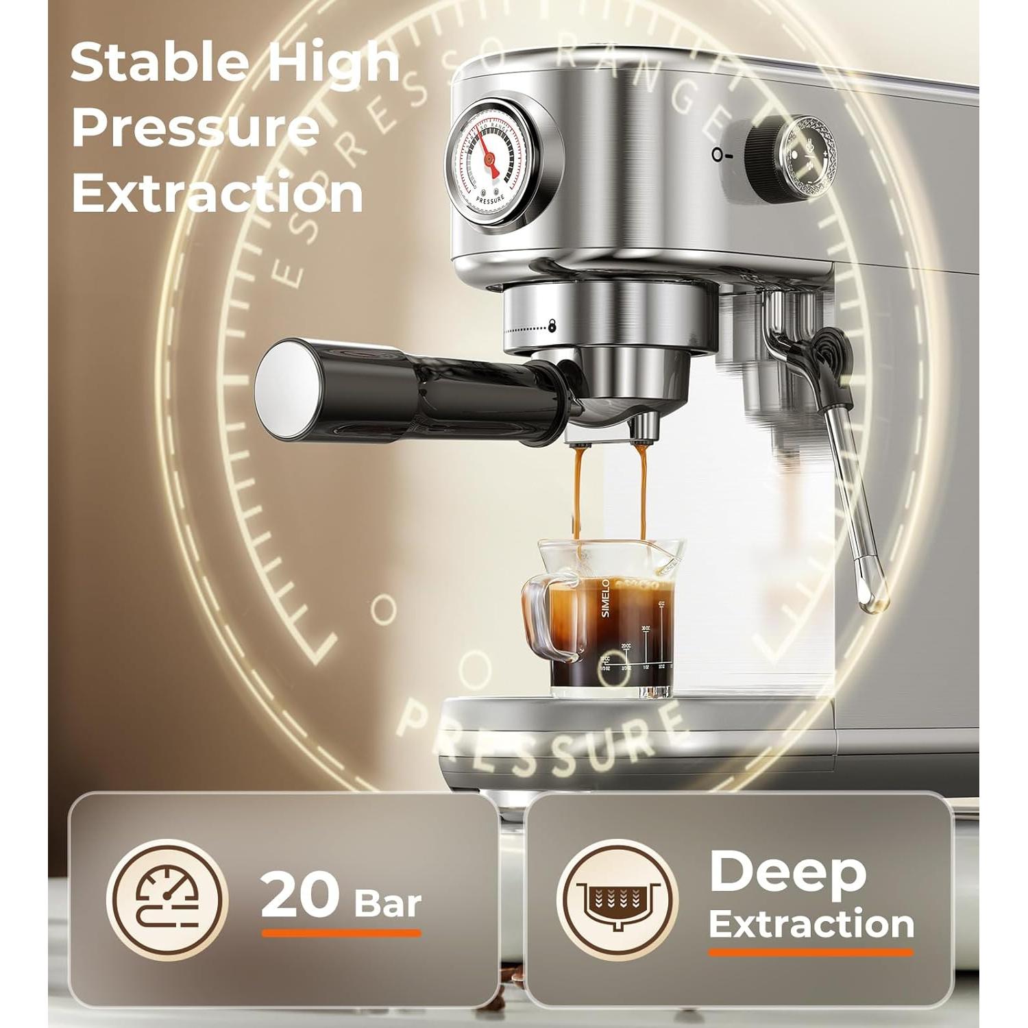 Máquina de Espresso Atatix EM3111 con Espumador de Leche 20 Bar