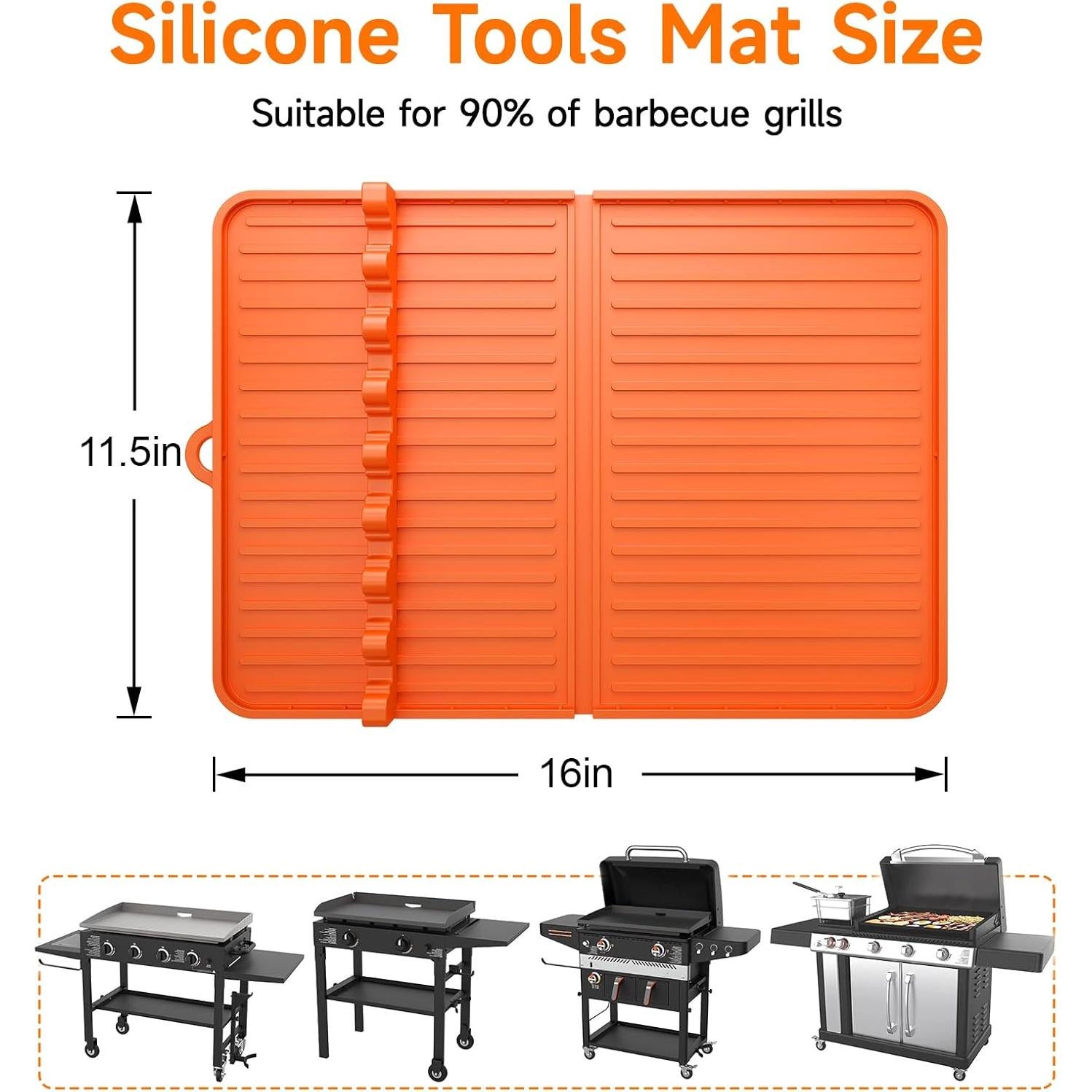Alfombrilla de Silicona para Parrilla Sevenblue Naranja 40x29cm