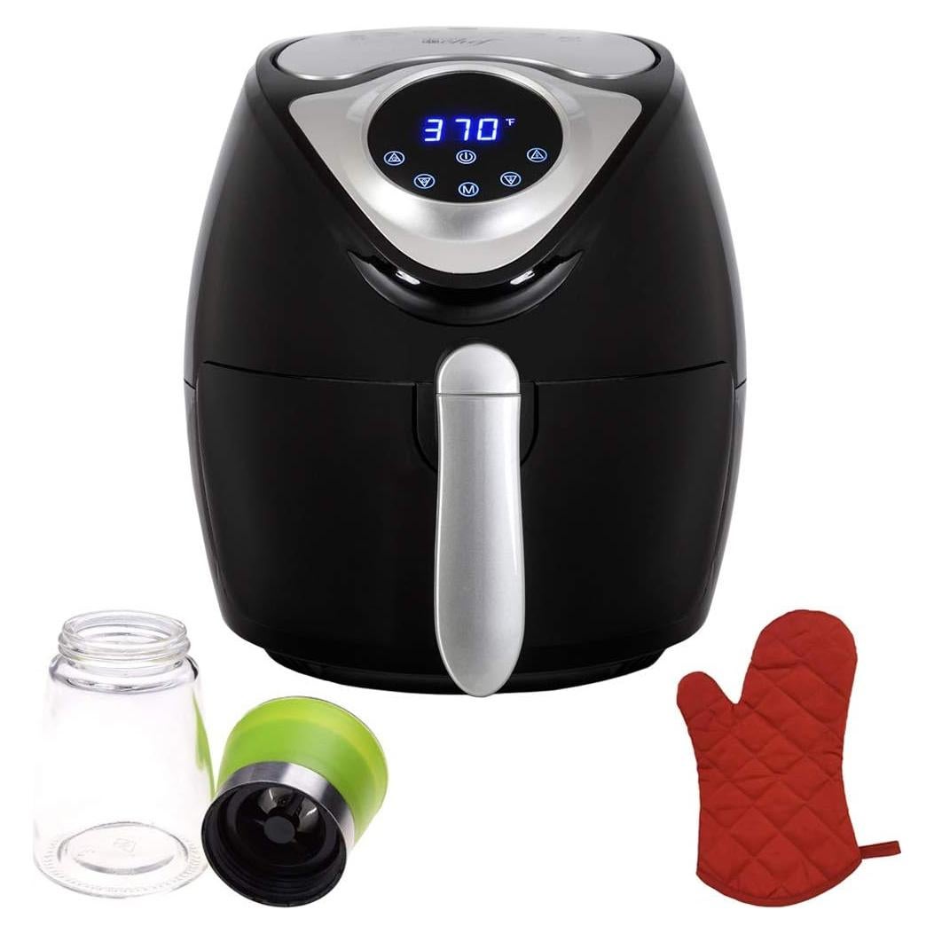 Deco Chef 3.7QT Electric Oil-Free Digital Air Fryer for Healthy Frying (DAIRFR) w/Oven Mitt Heat Resistant and Spice Mill