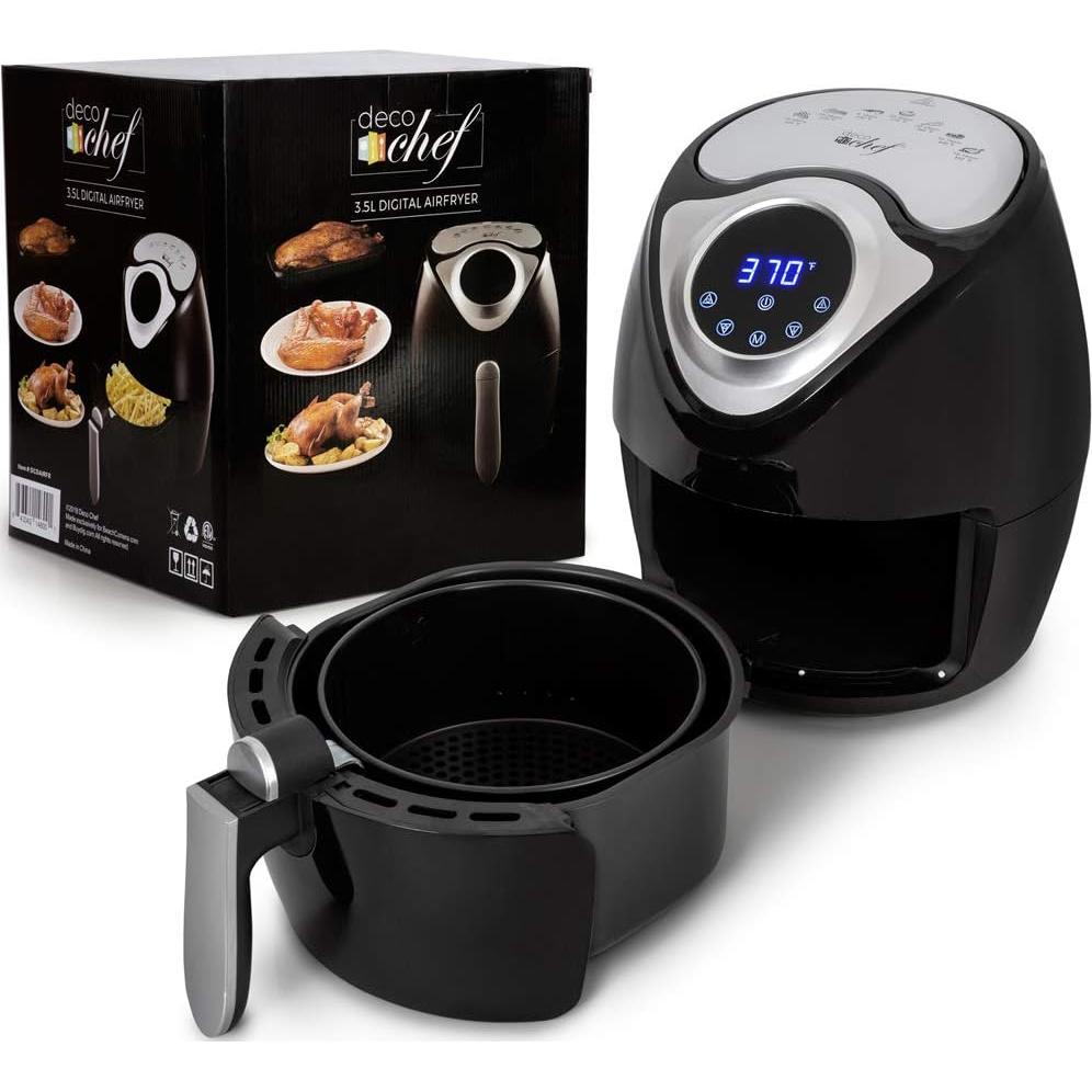 Deco Chef 3.7QT Electric Oil-Free Digital Air Fryer for Healthy Frying (DAIRFR) w/Oven Mitt Heat Resistant and Spice Mill