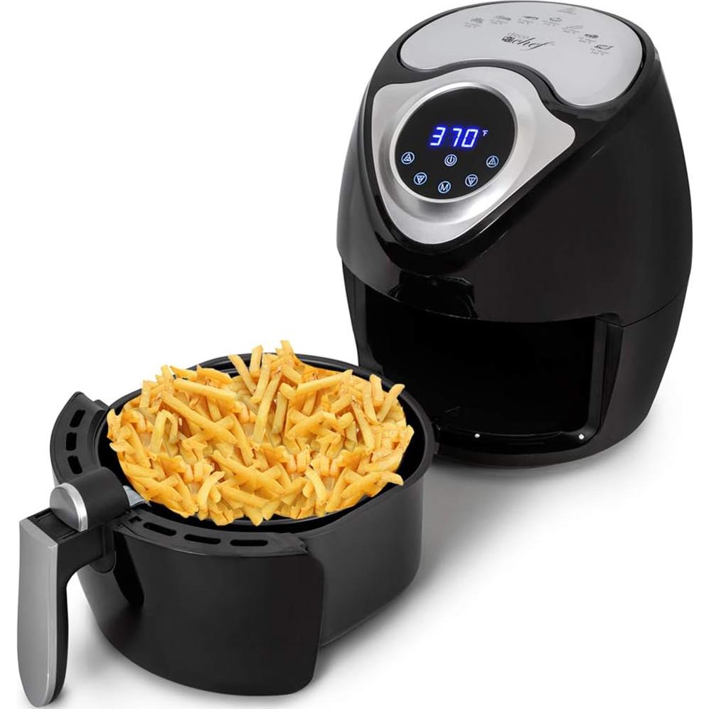 Deco Chef 3.7QT Electric Oil-Free Digital Air Fryer for Healthy Frying (DAIRFR) w/Oven Mitt Heat Resistant and Spice Mill