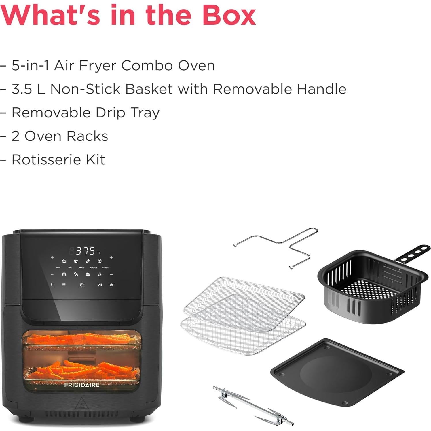 Horno Combo Freidora de Aire Frigidaire 5 en 1 12.6L Digital