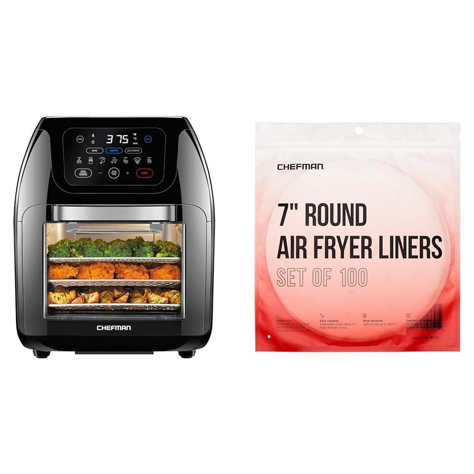 Freidora de Aire Digital Chefman 10L Multifuncional + Forros 100u