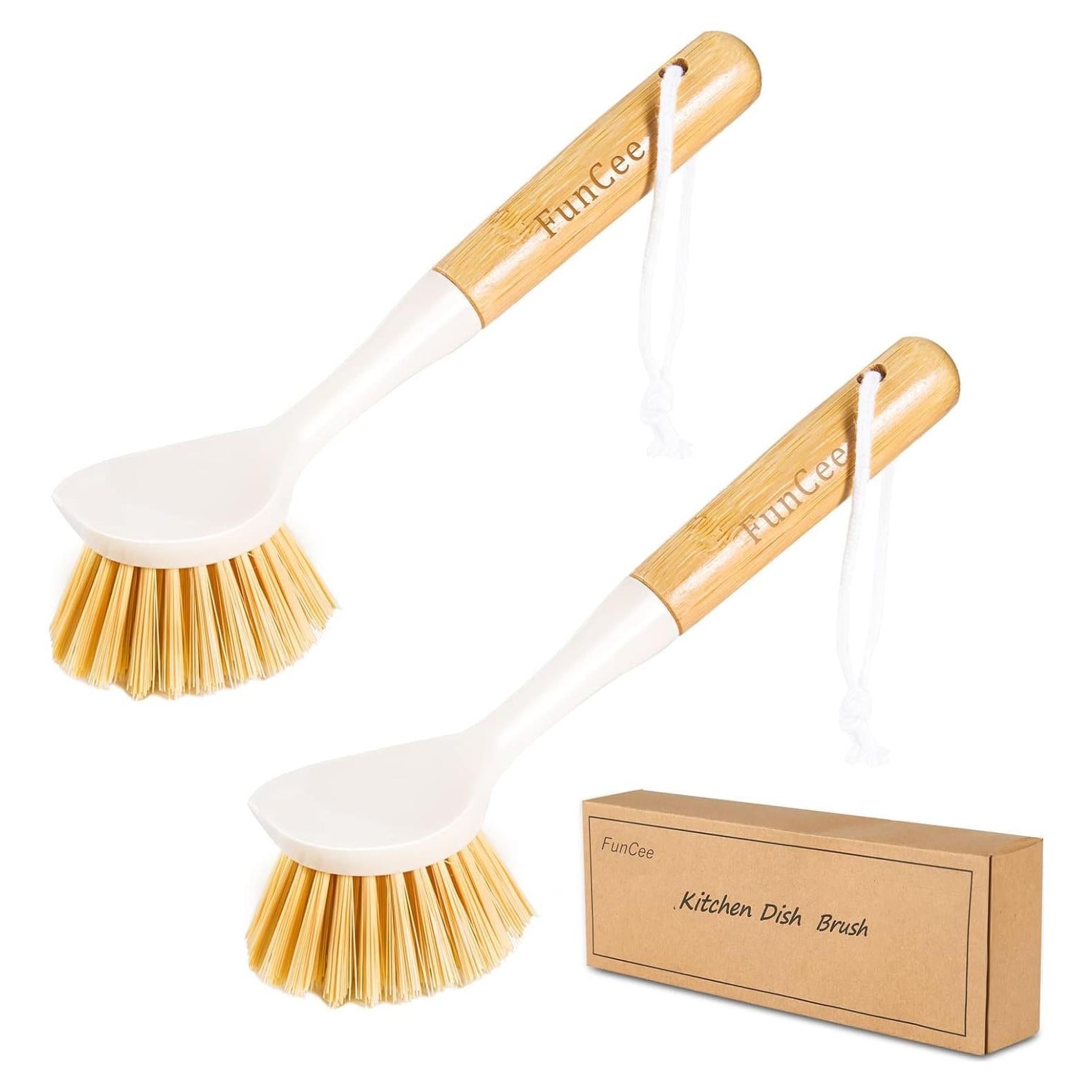 Paquete de 2 cepillos de cocina FunCee con mango de bambú