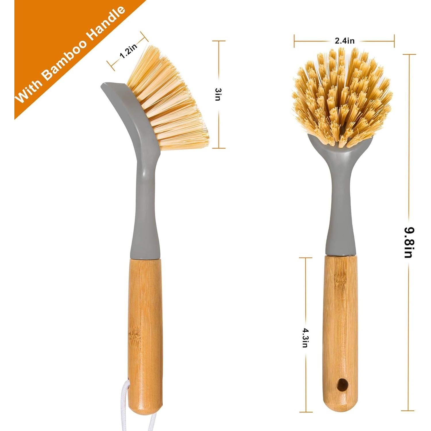 Paquete de 2 cepillos de cocina FunCee con mango de bambú