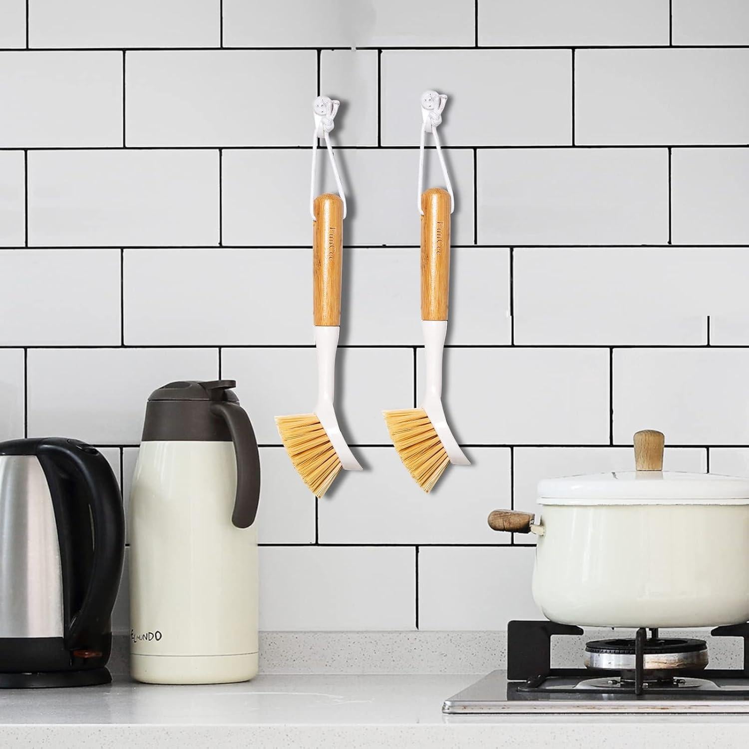 Paquete de 2 cepillos de cocina FunCee con mango de bambú