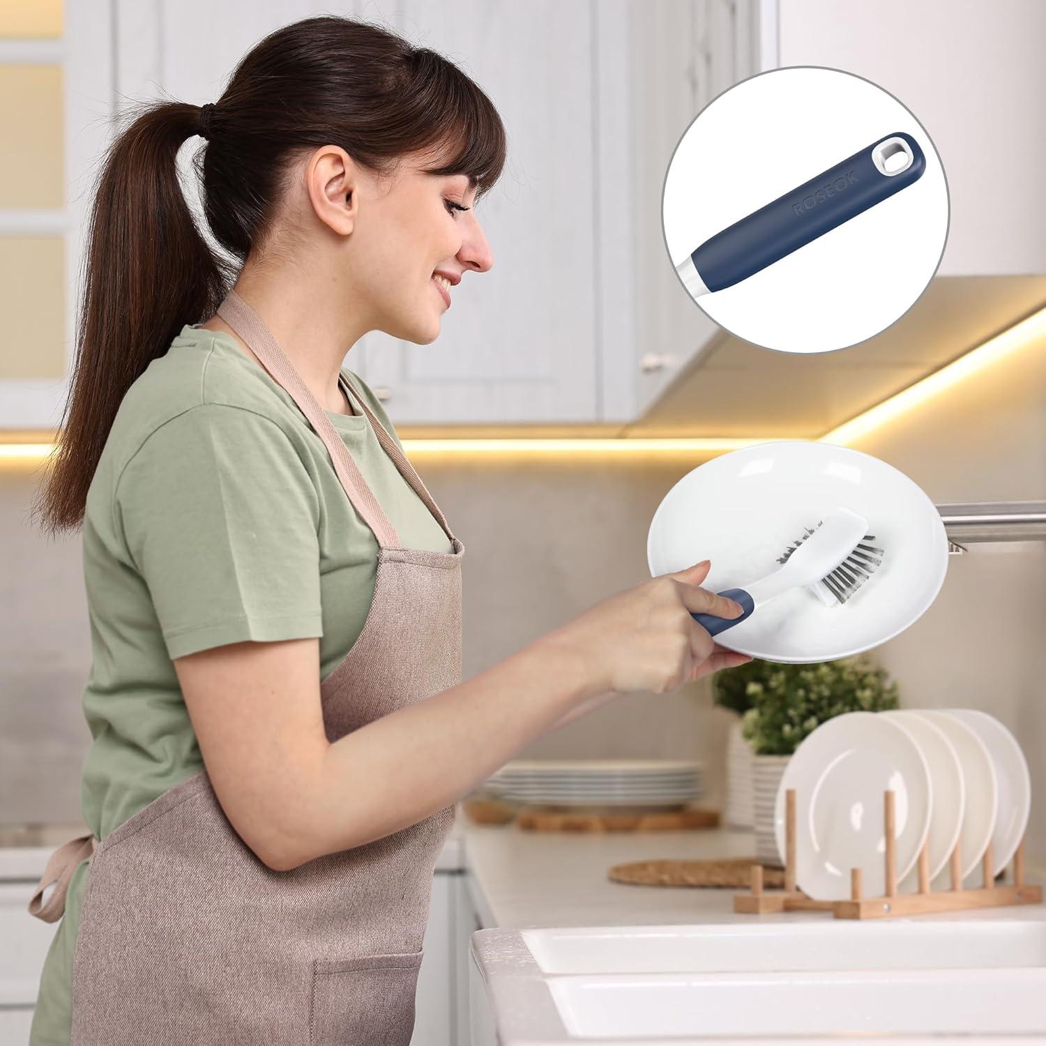 Cepillo de Platos ROSEOK con Raspador - 2 Unidades