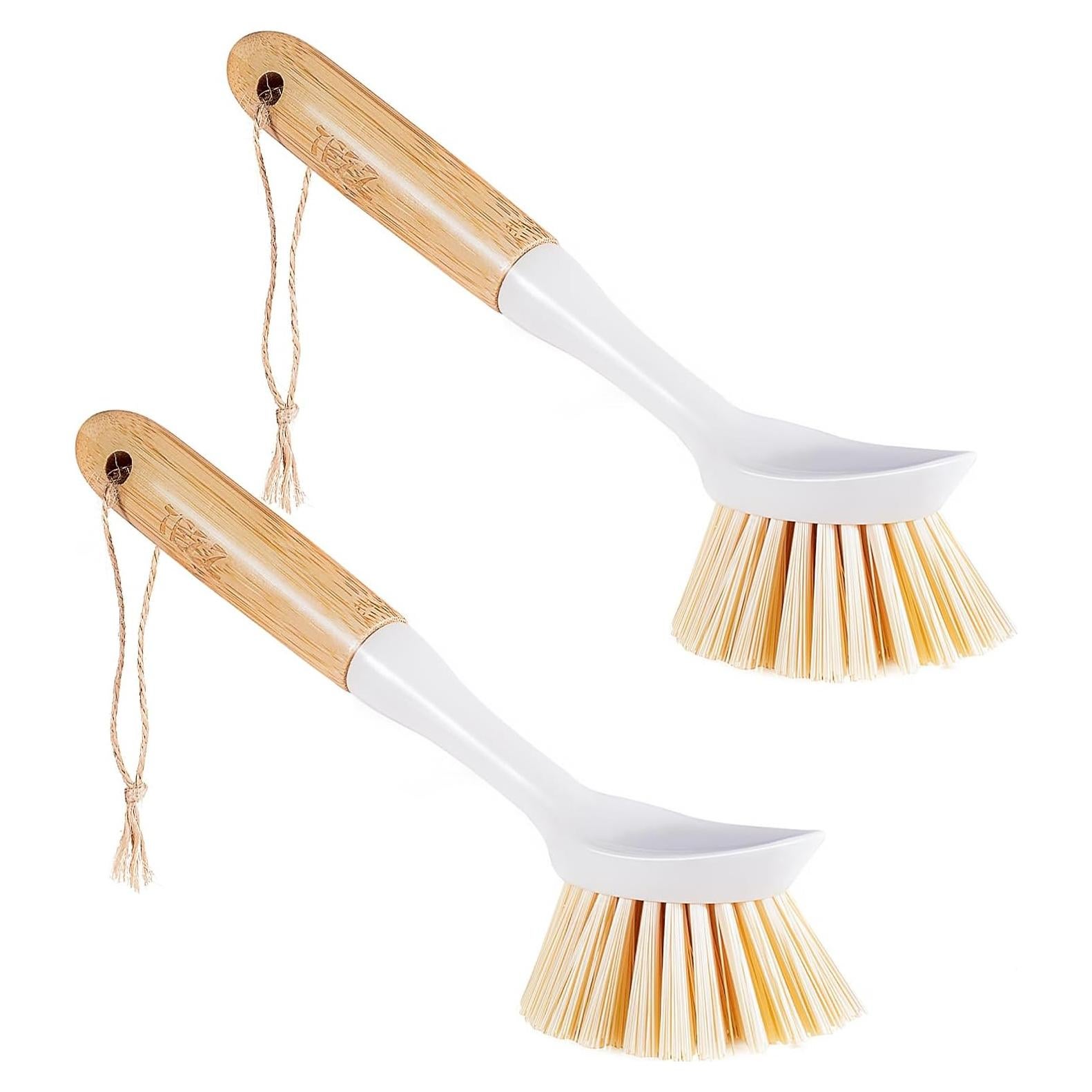 Cepillo de Cocina TEZZ con Raspador - 2 Unidades de Bambú