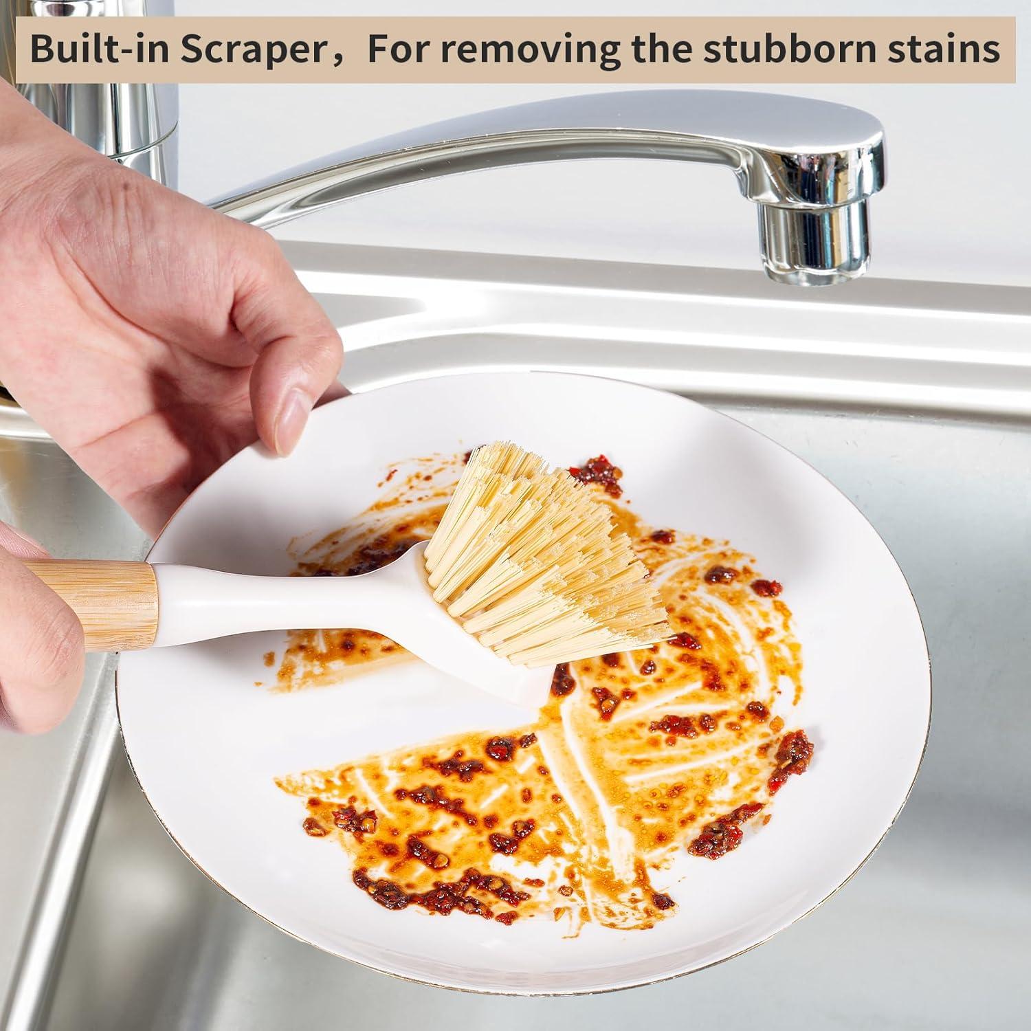 Cepillo de Cocina TEZZ con Raspador - 2 Unidades de Bambú