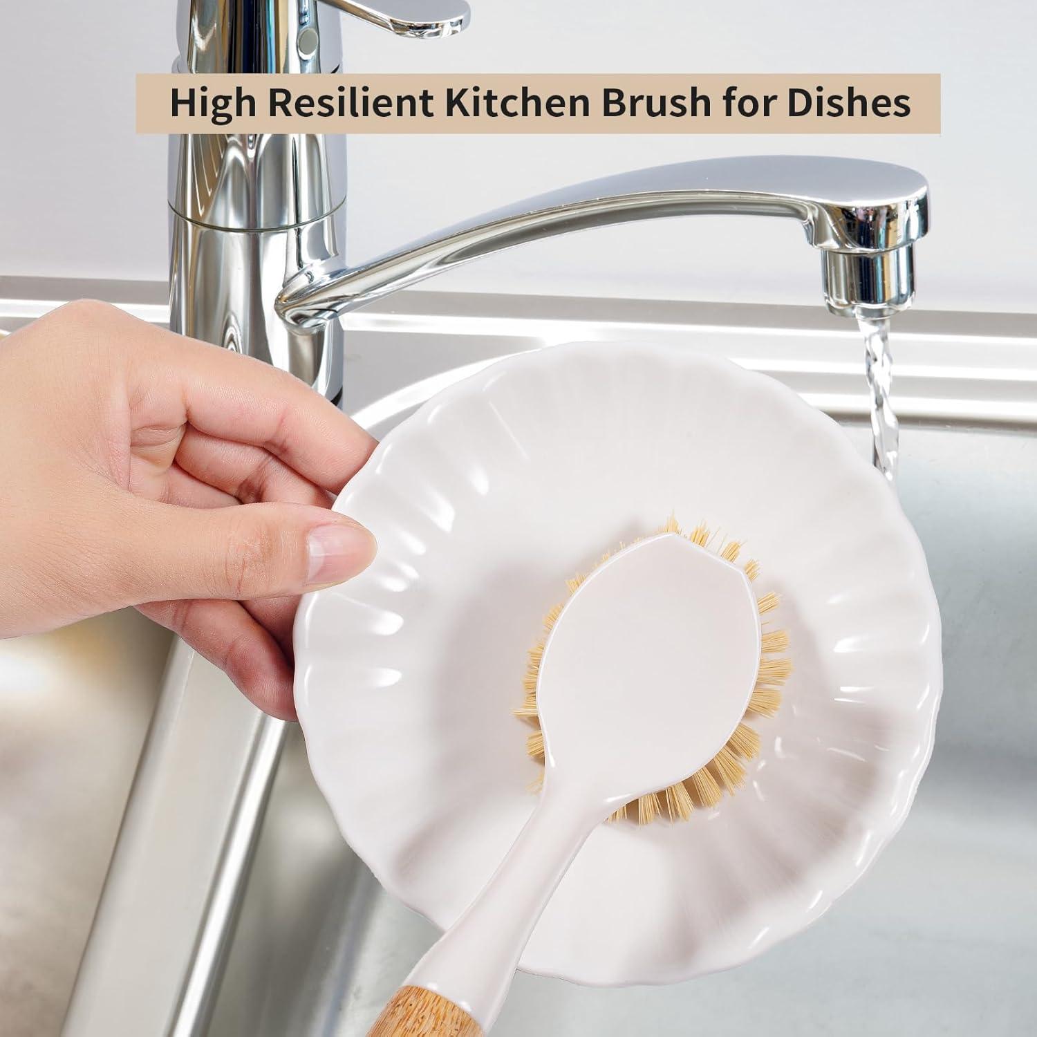 Cepillo de Cocina TEZZ con Raspador - 2 Unidades de Bambú