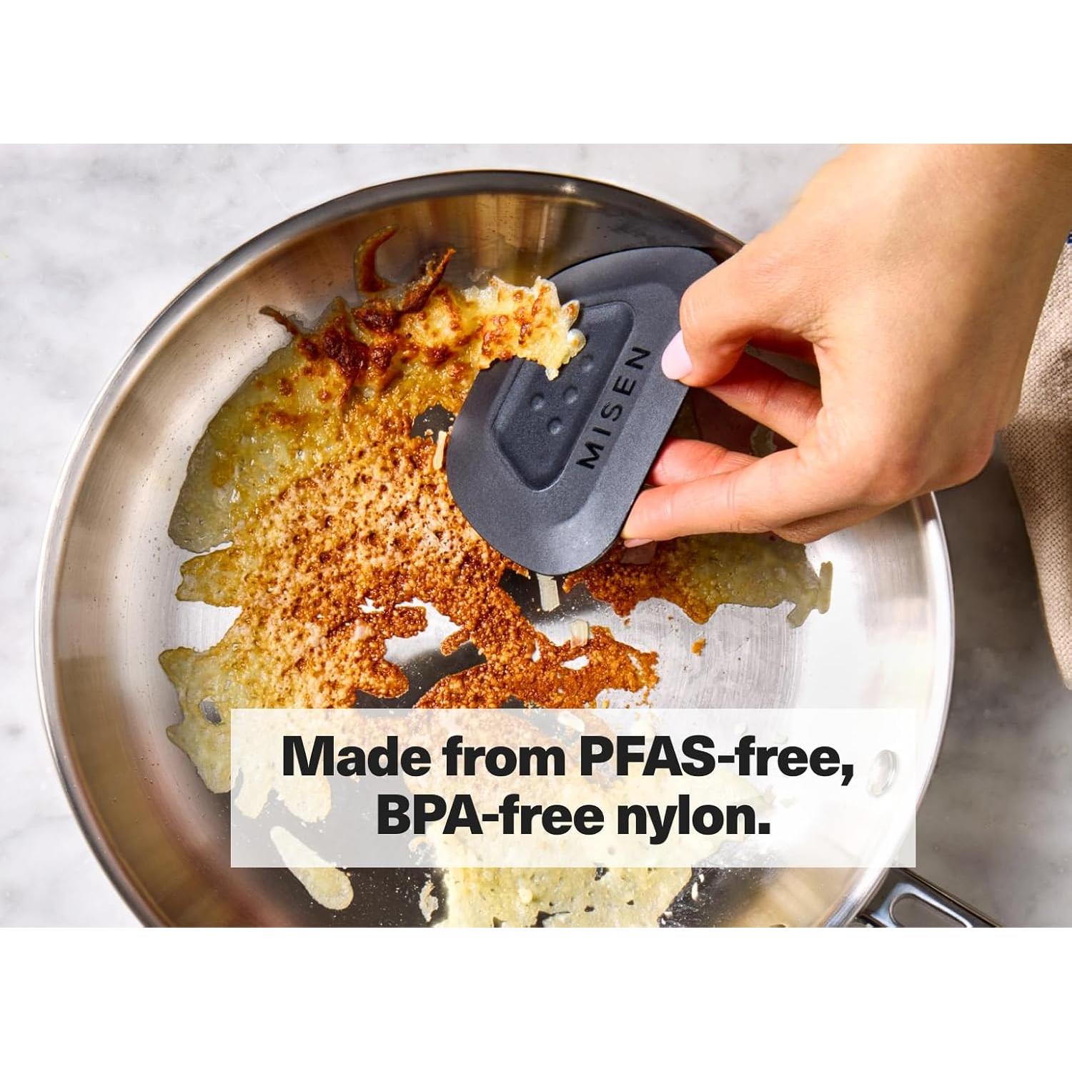 Misen Pan Scraper – Durable, Non-Scratch Kitchen Tool for Cookware and Dishes – Ergonomic, Versatile Design with Multiple Cleaning Edges – Compact and Dishwasher-Safe