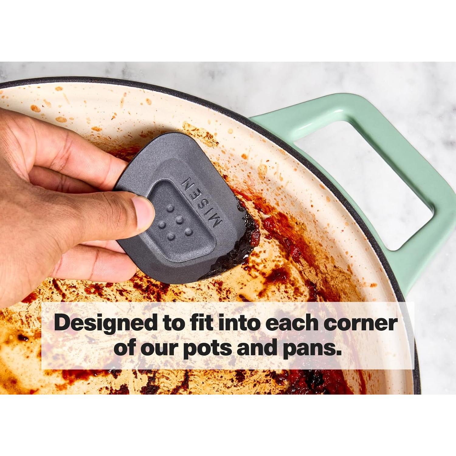 Misen Pan Scraper – Durable, Non-Scratch Kitchen Tool for Cookware and Dishes – Ergonomic, Versatile Design with Multiple Cleaning Edges – Compact and Dishwasher-Safe