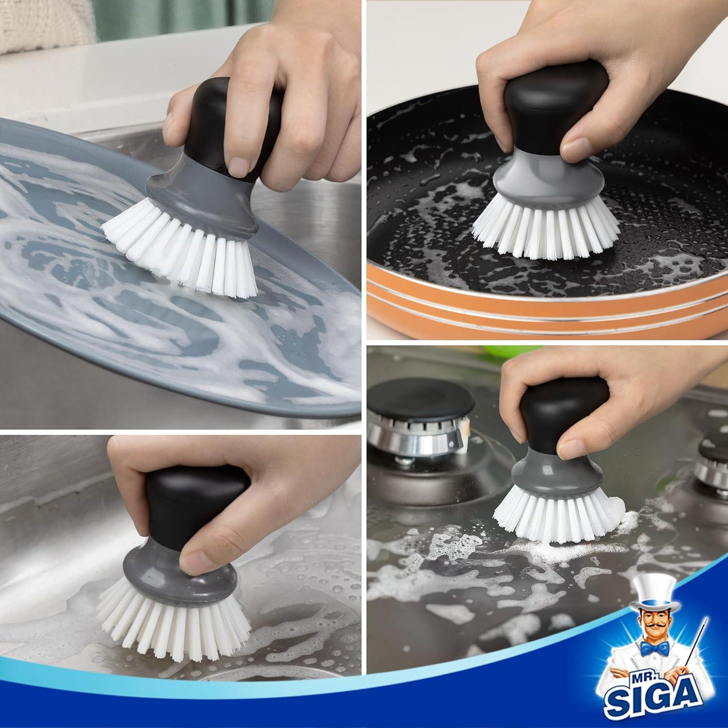 Cepillo de Fregar para Platos MR.SIGA Ergonomico Gris 2 Pzas