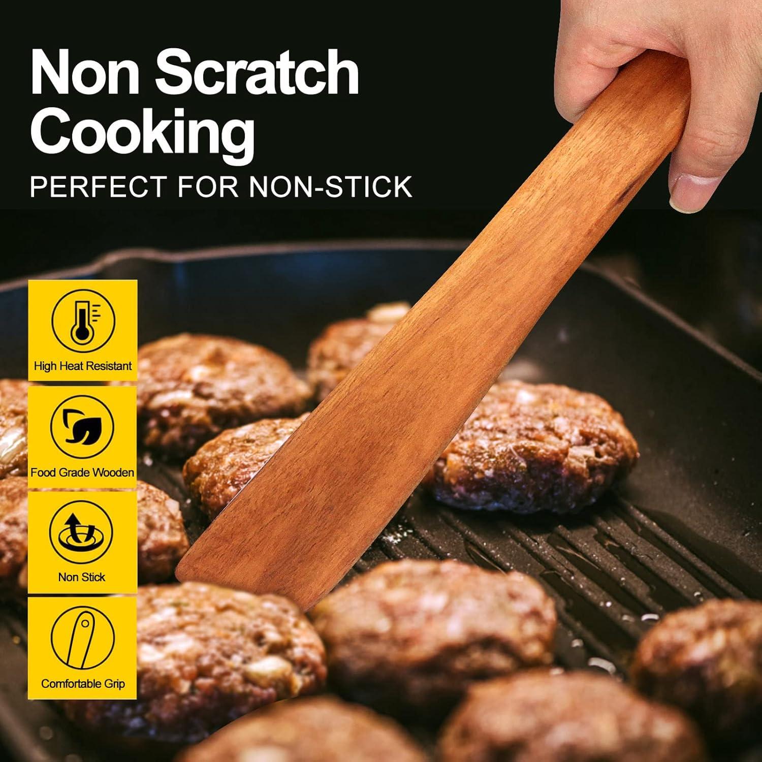 Espátula de Madera de Teca Ayiaren 30 cm Utensilio de Cocina