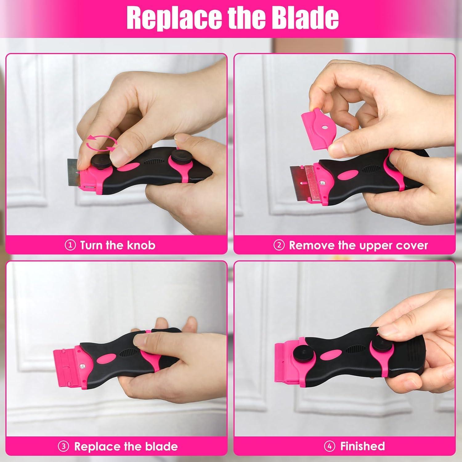 Conjunto de Raspadores THINKWORK 3Pcs Rosa con 45 Cuchillas