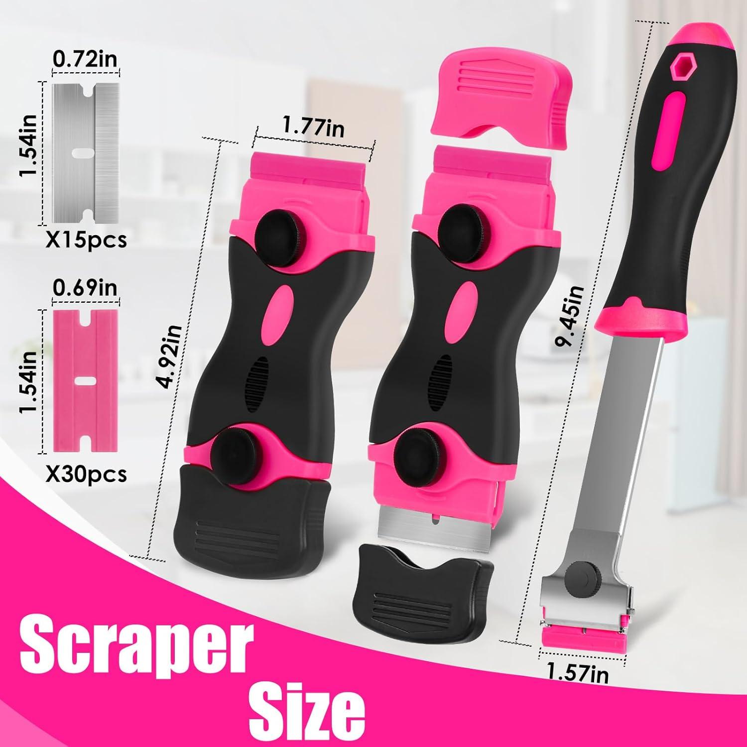 Conjunto de Raspadores THINKWORK 3Pcs Rosa con 45 Cuchillas